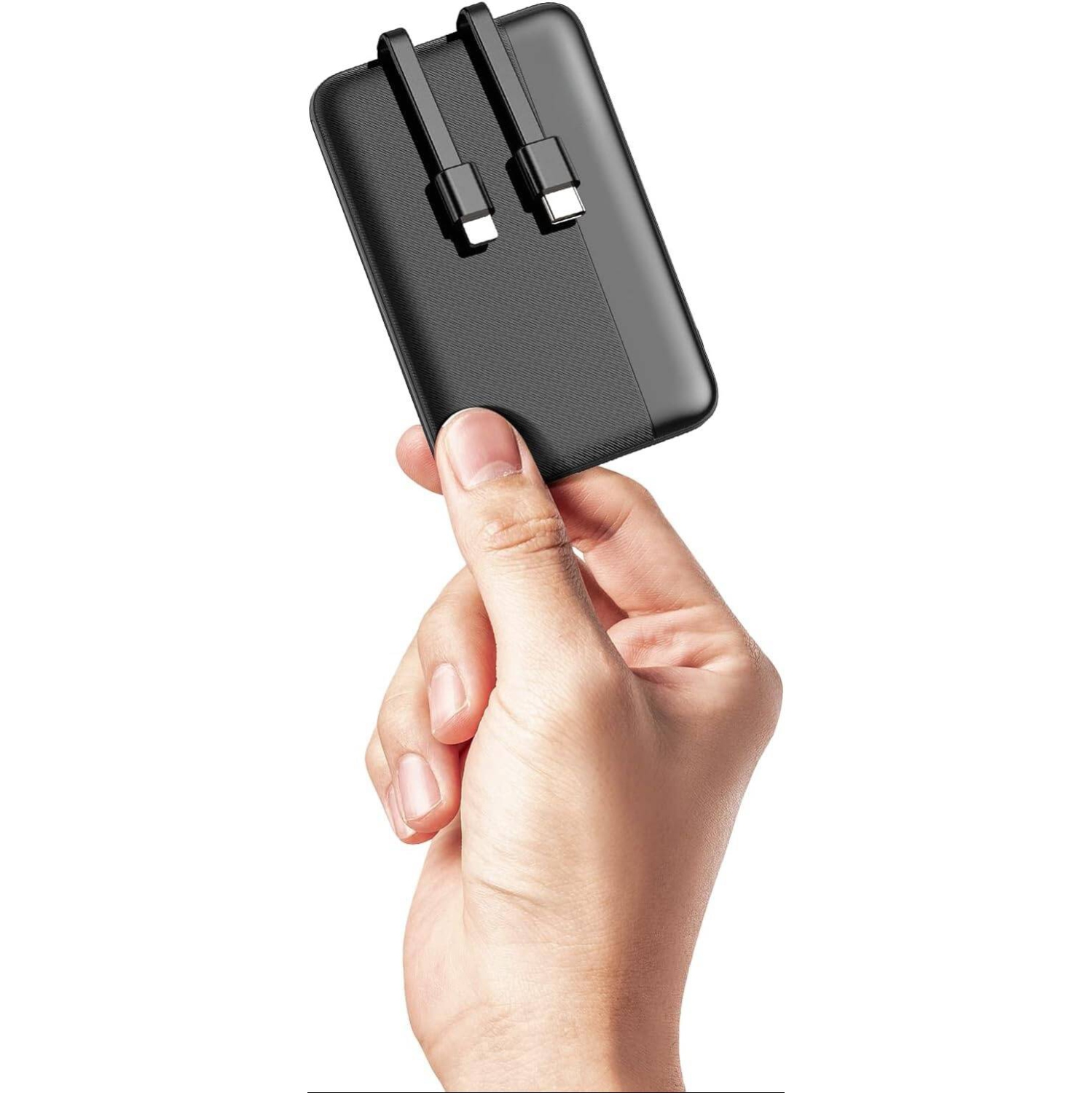 Ultra-Compact 22.5W PD & QC 3.0 Fast Charging Portable Charger 10000mAh USB C Power Bank, Small LED Display with Cable Compatible with iPhone, Black