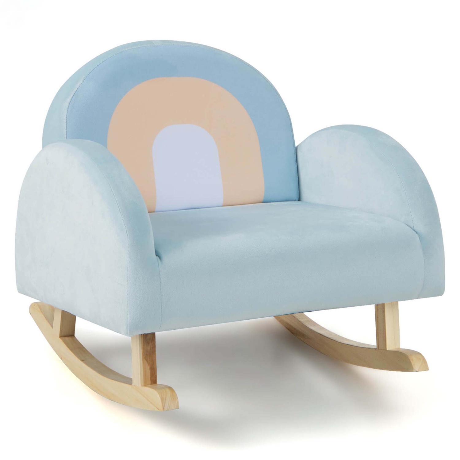 Fauteuil berçant rembourré en velours pour enfants de Costway - Bleu