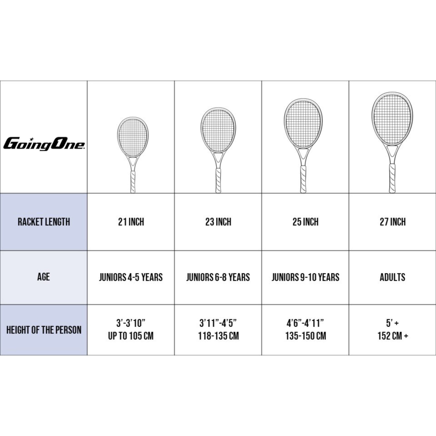 Going One Recreational Tennis Racket - Pre-Strung Lightweight Racquet for Adults, Youth and Juniors
