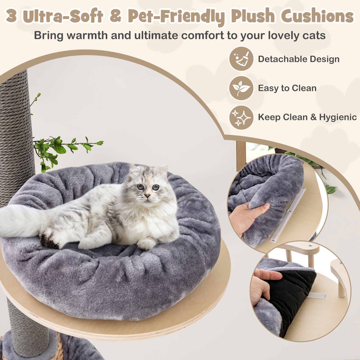 Gymax 5-Tier Floor to Ceiling Cat Tree w/ 93''-107'' Adjustable Height Cozy Hammock & Bed