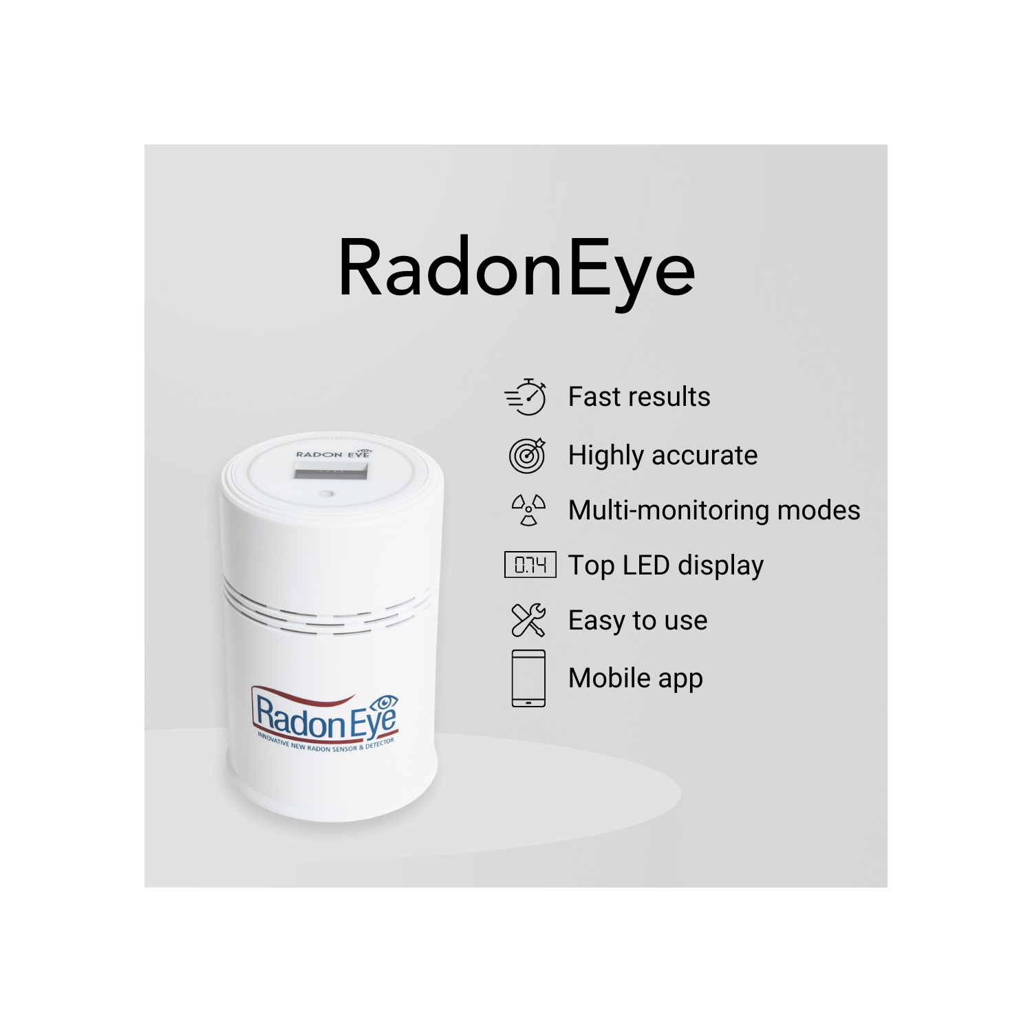 EcoSense RD200 RadonEye, détecteur de radon domestique, surveillance rapide et précise en temps réel, écran DELO, configuration facile avec