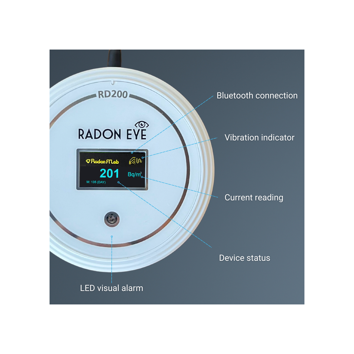 EcoSense RD200 RadonEye, détecteur de radon domestique, surveillance rapide et précise en temps réel, écran DELO, configuration facile avec