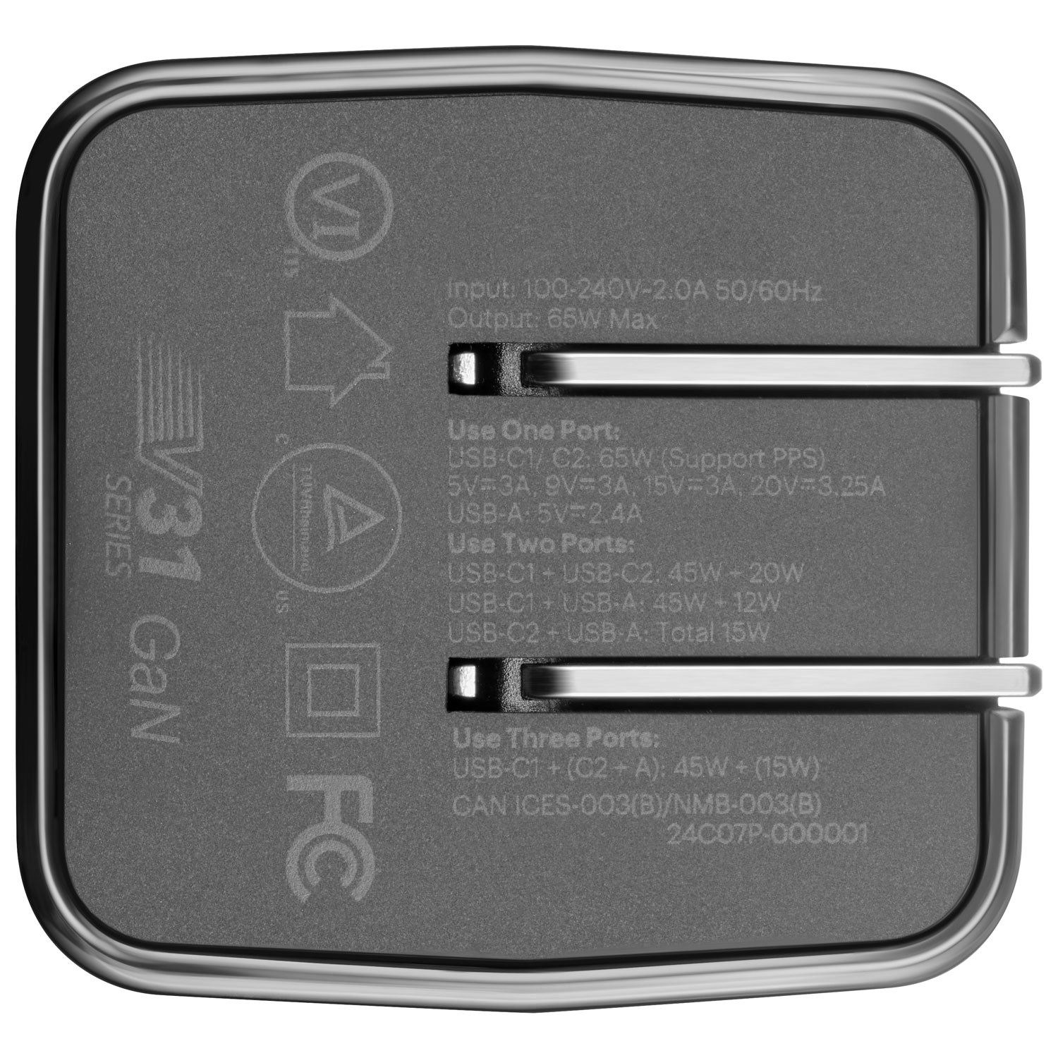 Chargeur mural à 3 ports USB-C/USB-A 65 W d'Insignia - Noir - Exclusivité Best Buy
