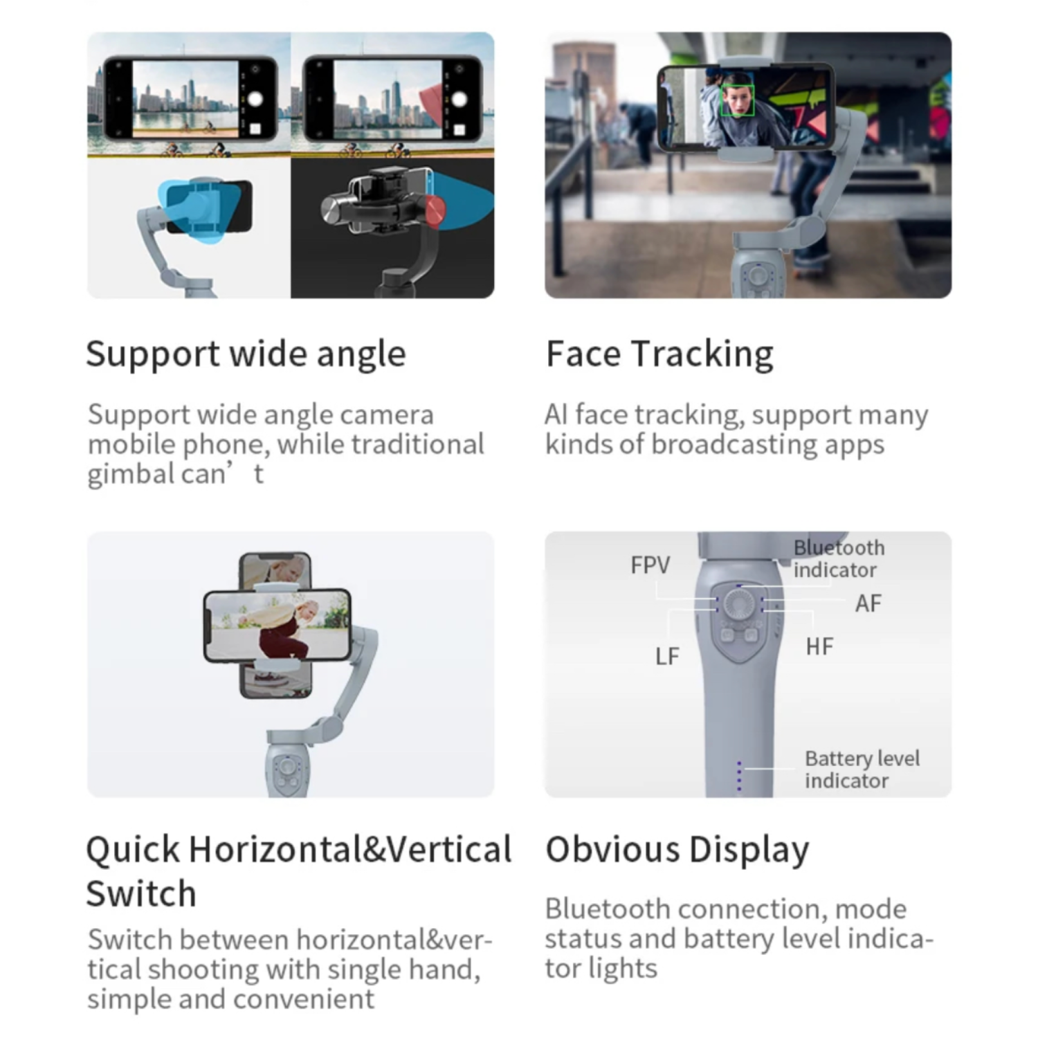 Module L7C Pro + AI de TUTT | Perche à égoportrait pour téléphone intelligent Stabilisateur à cardan à 3 axes | Suivi automatique du visage
