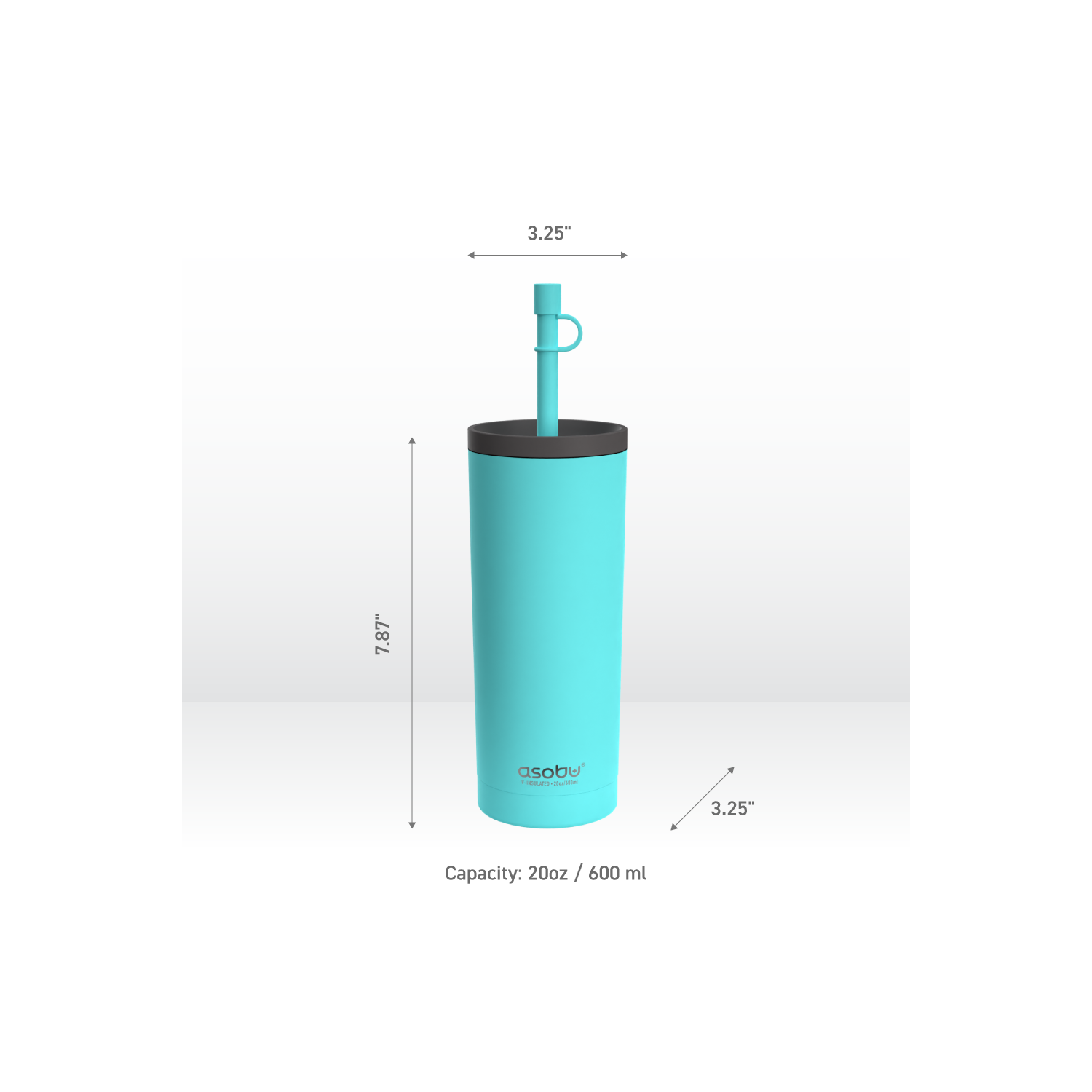 Asobu Superb Sippy Double Wall Stainless Steel Tumbler with Silicone Flexible Straw, 20 Ounces