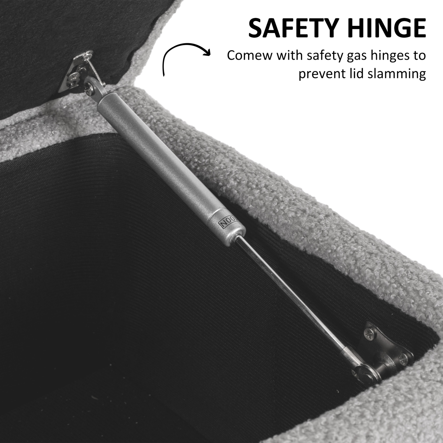 HOMCOM 37 Inch Modern Ottoman with Storage and Wooden Legs, Storage Ottoman with Teddy Velvet Upholstery, for Living Room, Bedroom, Grey