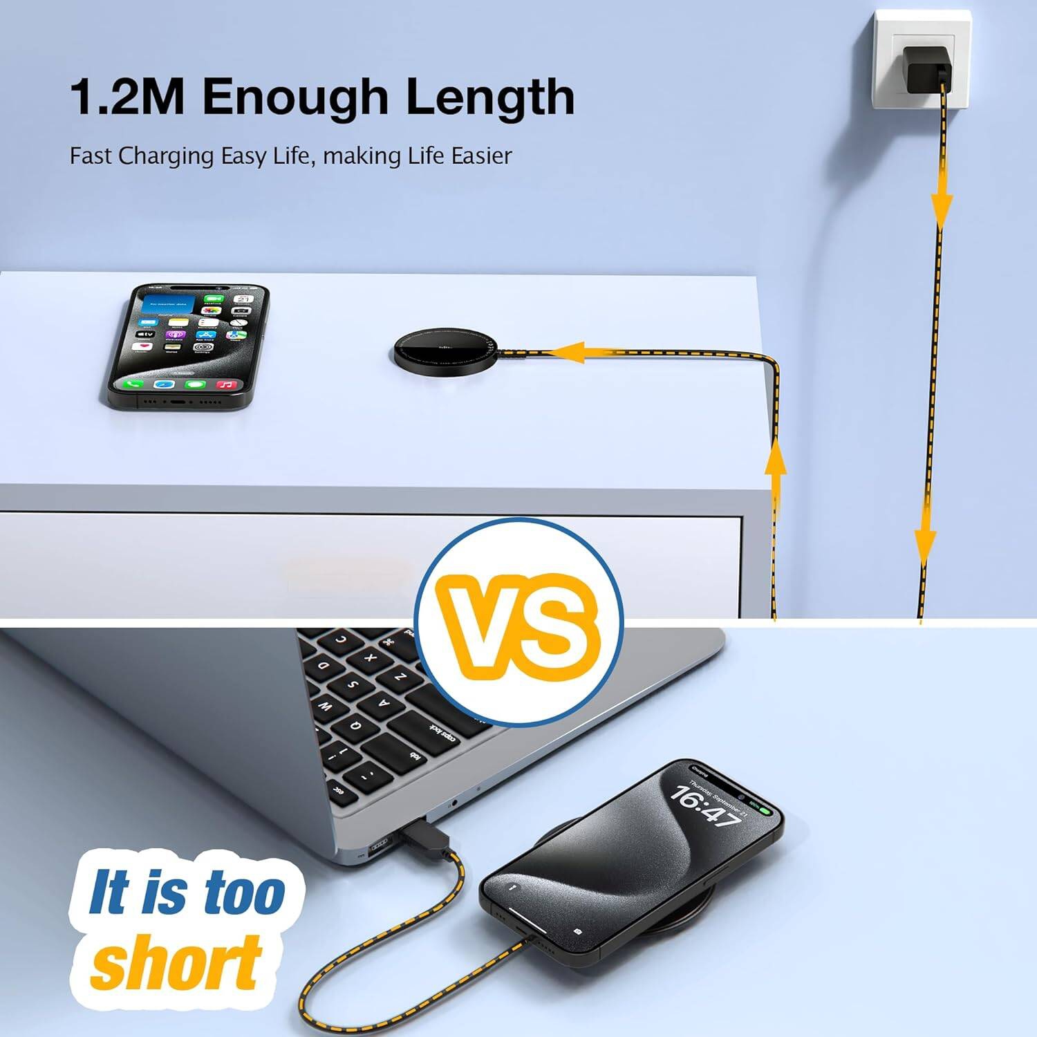 Magnetic Wireless Charger for iPhone, Mag Charger Fast Charging Pad 2 Pack for iPhone 15 14 13 12 Pro Max Plus & Airpods 2 3 Pro, Black