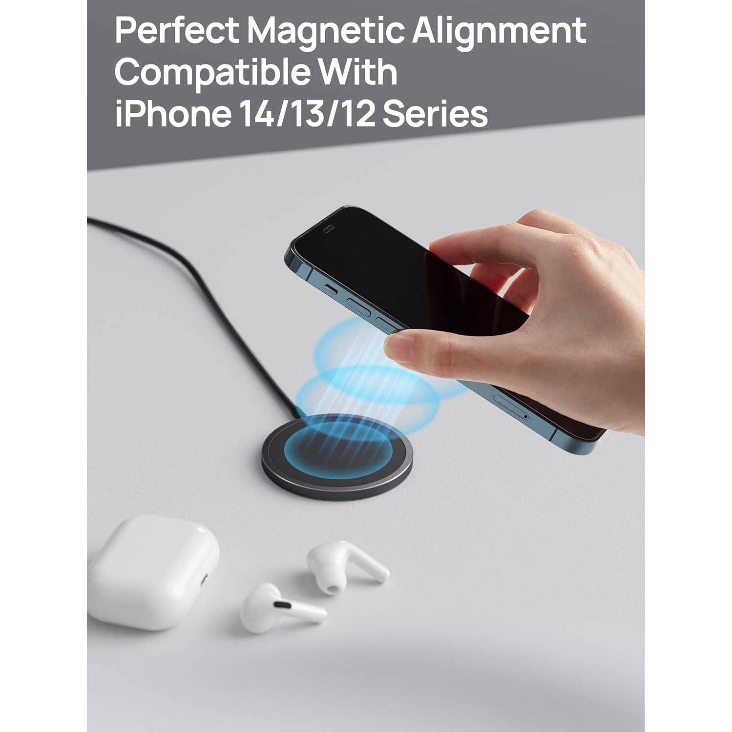 Magnetic Wireless Charger Magnetic Wireless Charging Pad for iPhone 14/14 Pro/14 Plus/14 Pro Max/iPhone 13/13 Pro/13 Pro Max/13 Mini/iPhone 12