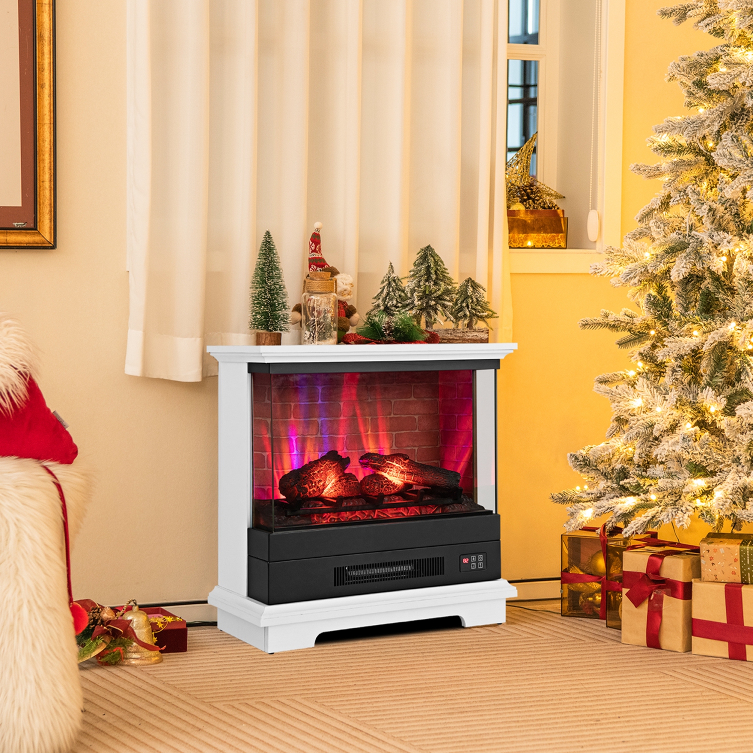 Costway 27" Electric Fireplace Heater Freestanding 1400W Remote Control Timing Function