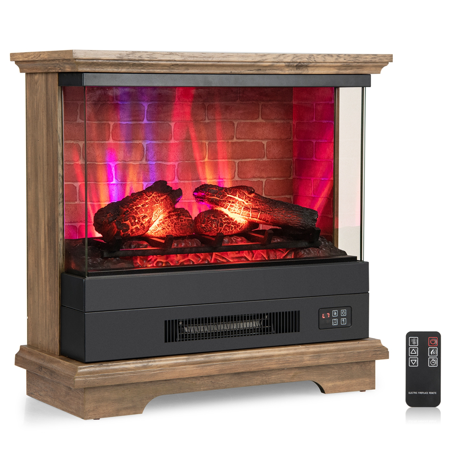 Costway 27" Electric Fireplace Heater Freestanding 1400W Remote Control Timing Function