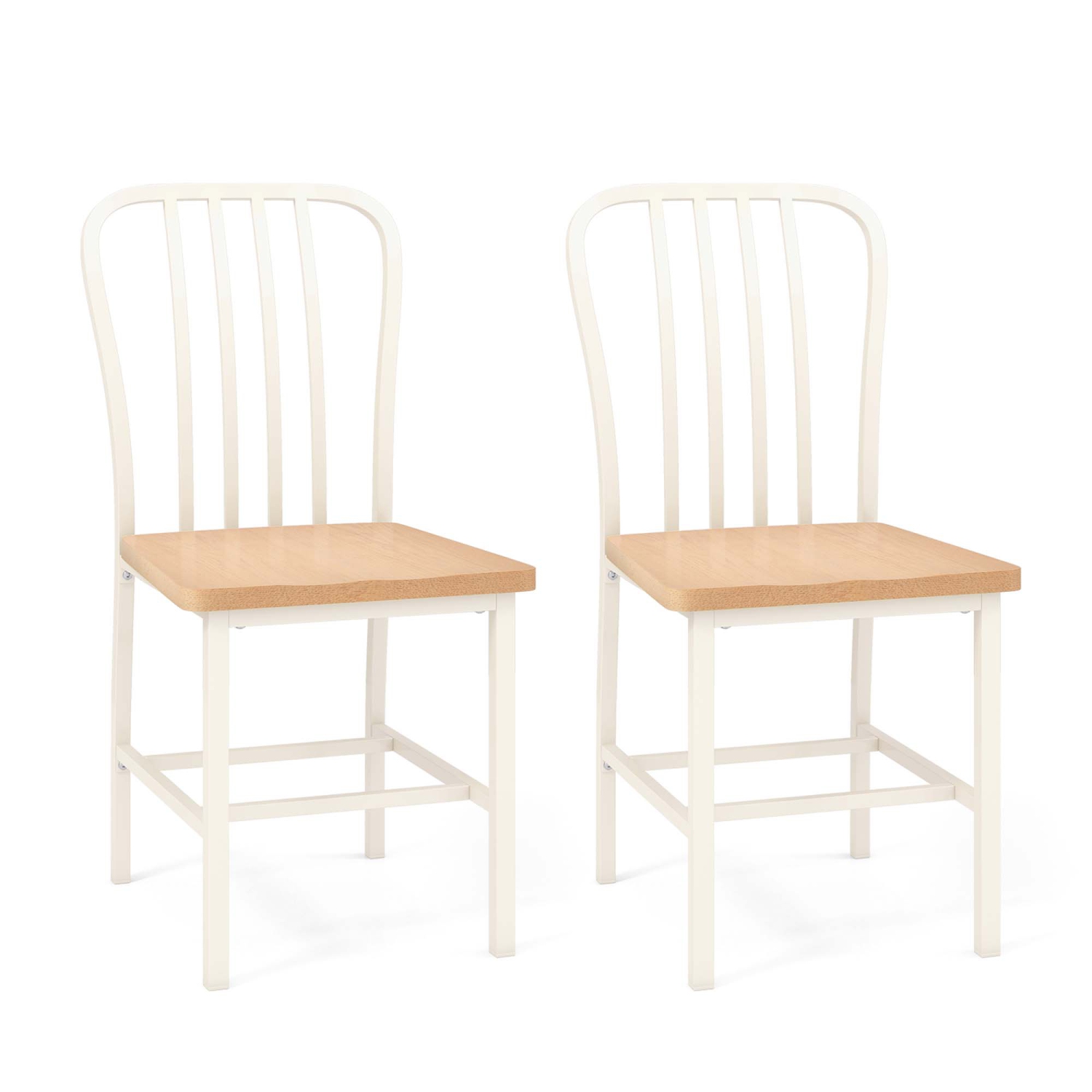 Costway Dining Chairs Set of 2 High Back Navy Chairs Metal Frame Footrests Kitchen