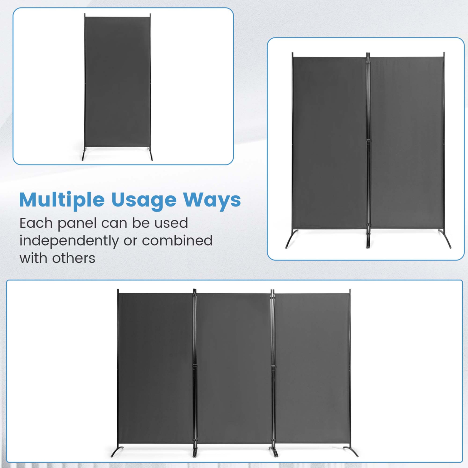 Costway 3-Panel Room Divider Folding Privacy Partition Screen for Office Room
