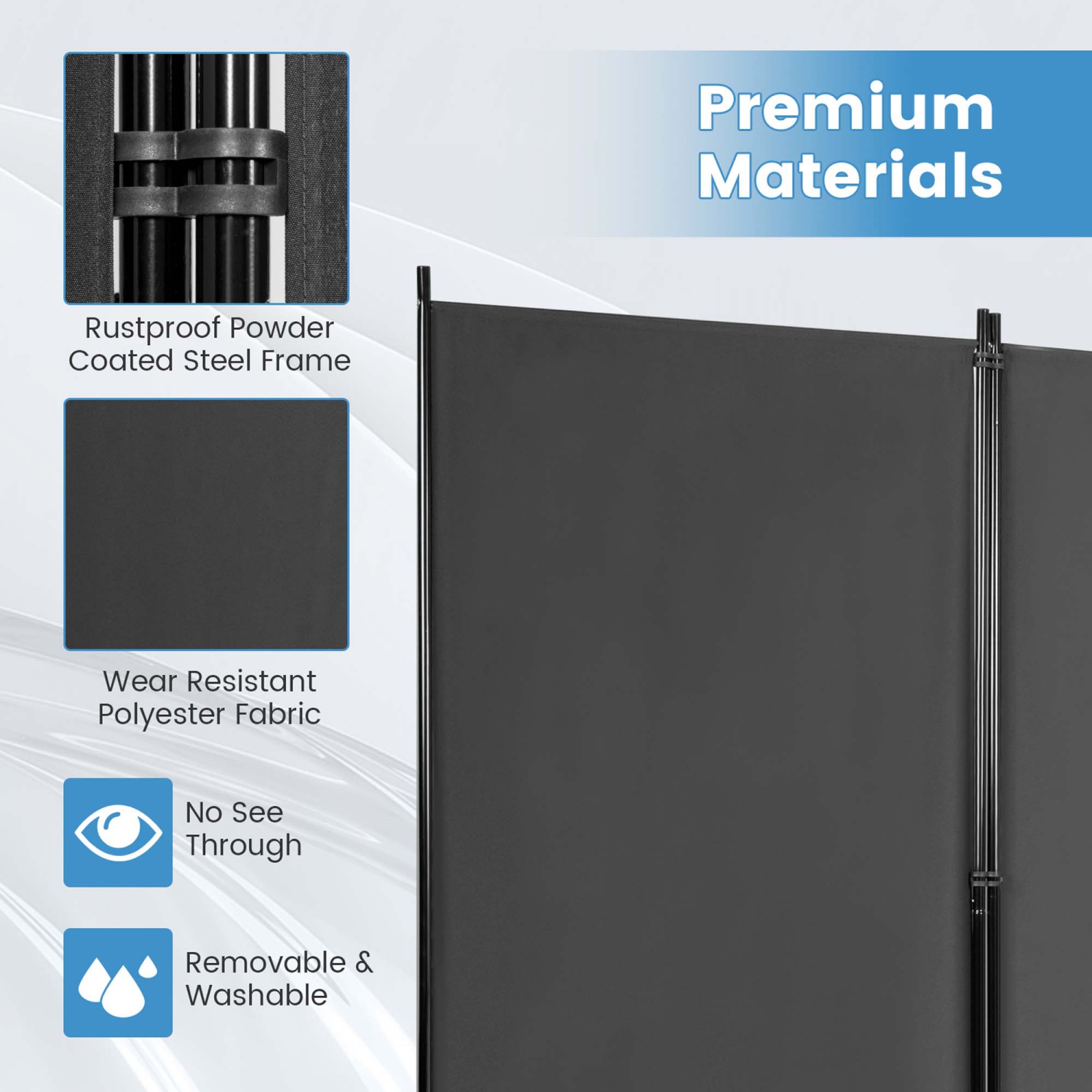 Costway 3-Panel Room Divider Folding Privacy Partition Screen for Office Room