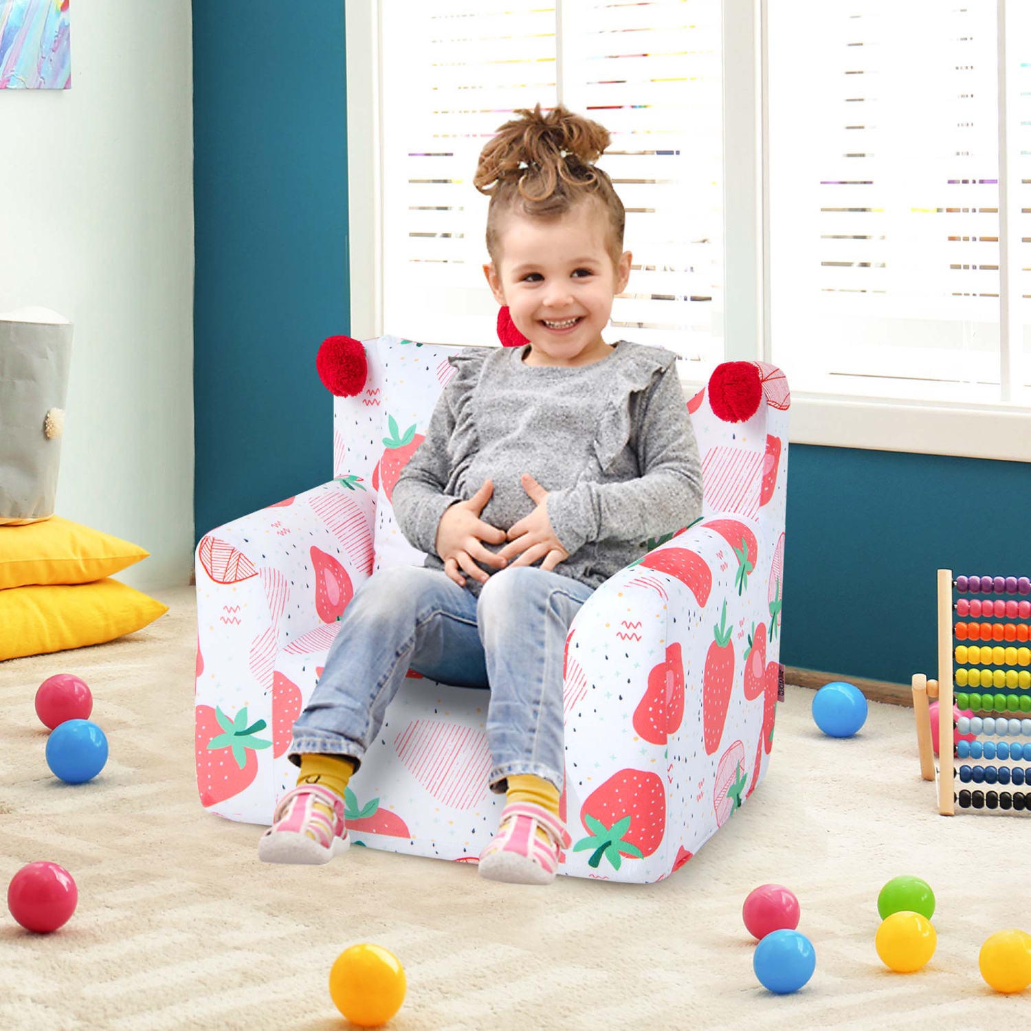 Fauteuil pour enfants à accoudoirs en mousse Dinosaur avec housse et coussin de Costway
