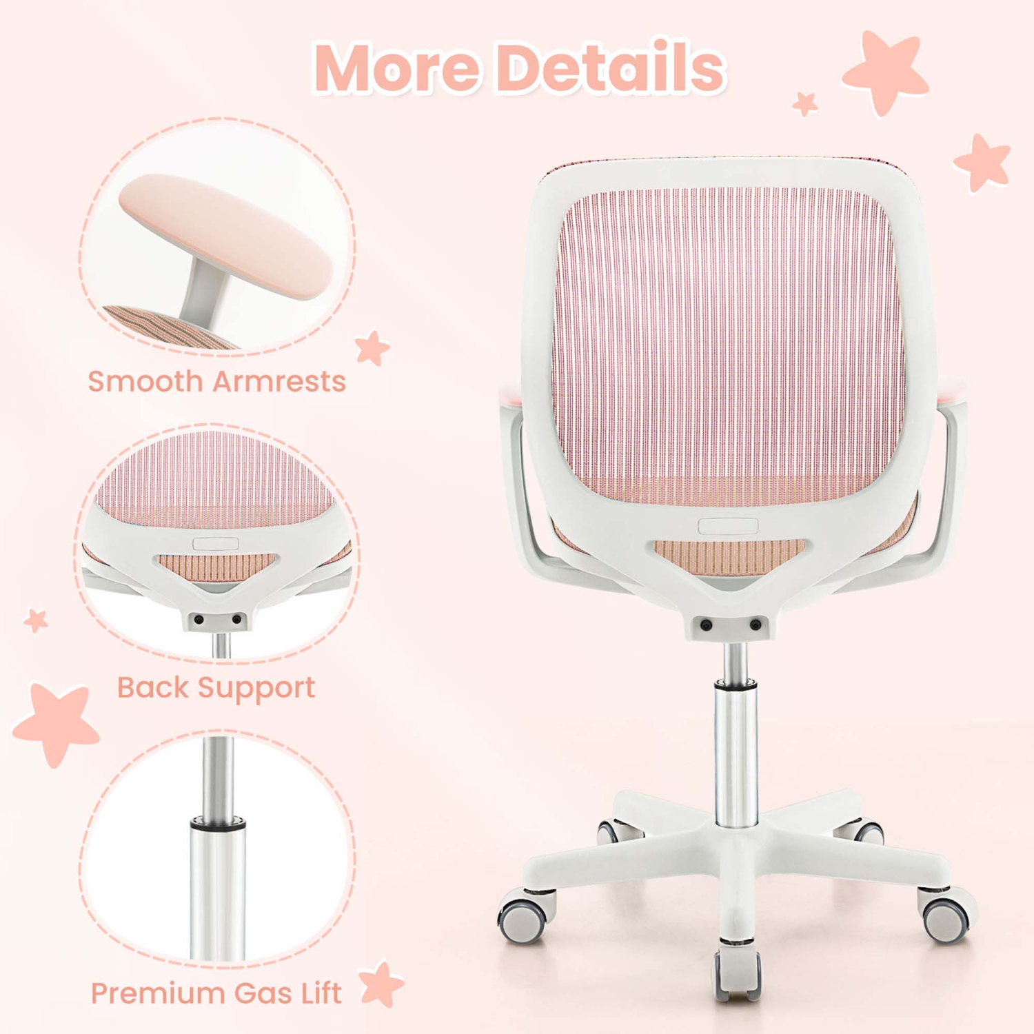 Costway Kids Desk Armchair Swivel Mesh Children Computer Chair with Adjustable Height