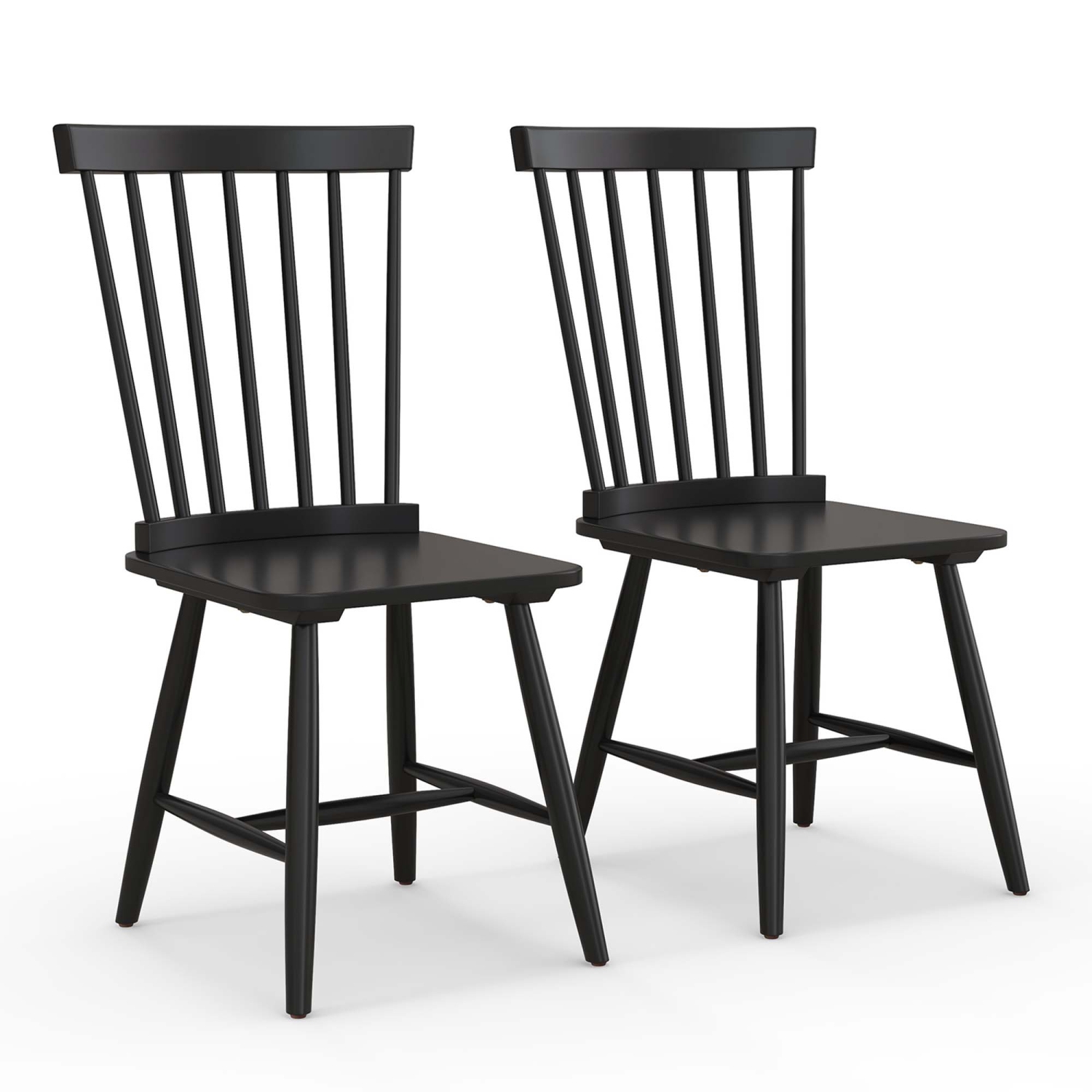 Costway Windsor Dining Chairs Set of 2 Armless Spindle Back Solid Rubber Wood