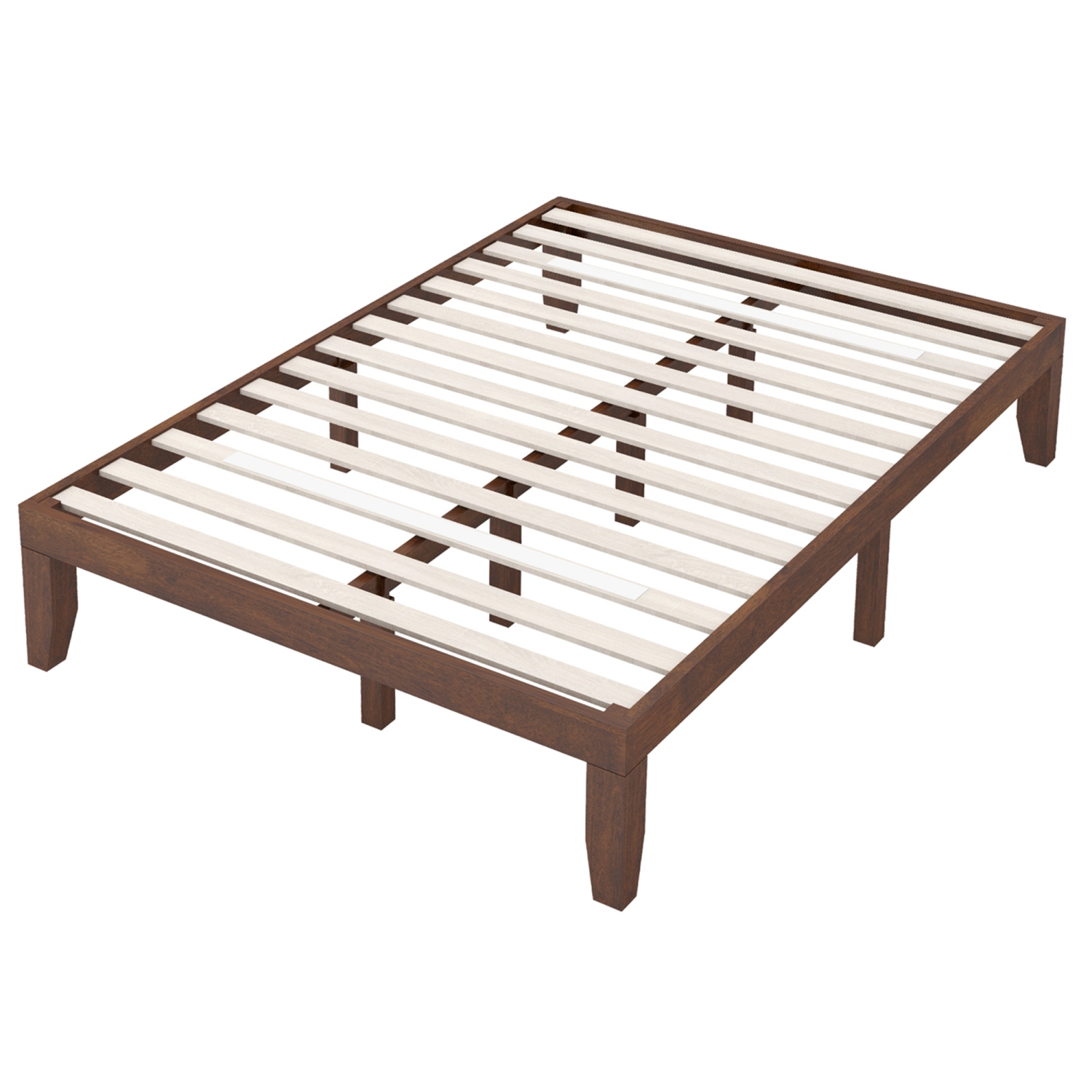 Costway Full Size 14'' Wooden Bed Frame Mattress Platform Wood Slats Support