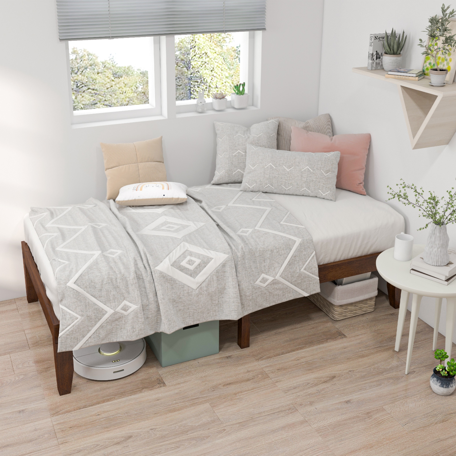 Costway Twin Size 14'' Wooden Bed Frame Mattress Platform Wood Slats Support