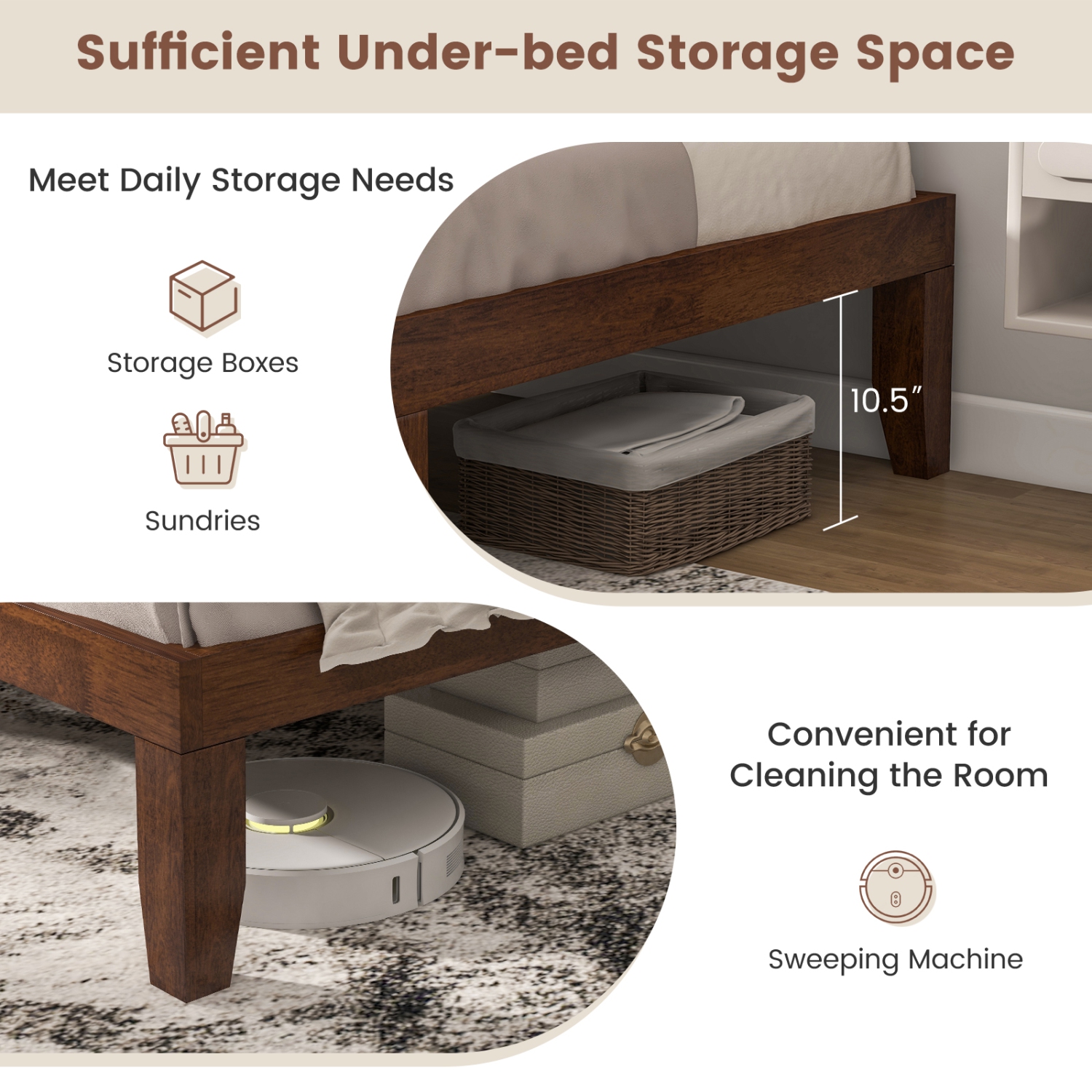 Costway Twin Size 14'' Wooden Bed Frame Mattress Platform Wood Slats Support