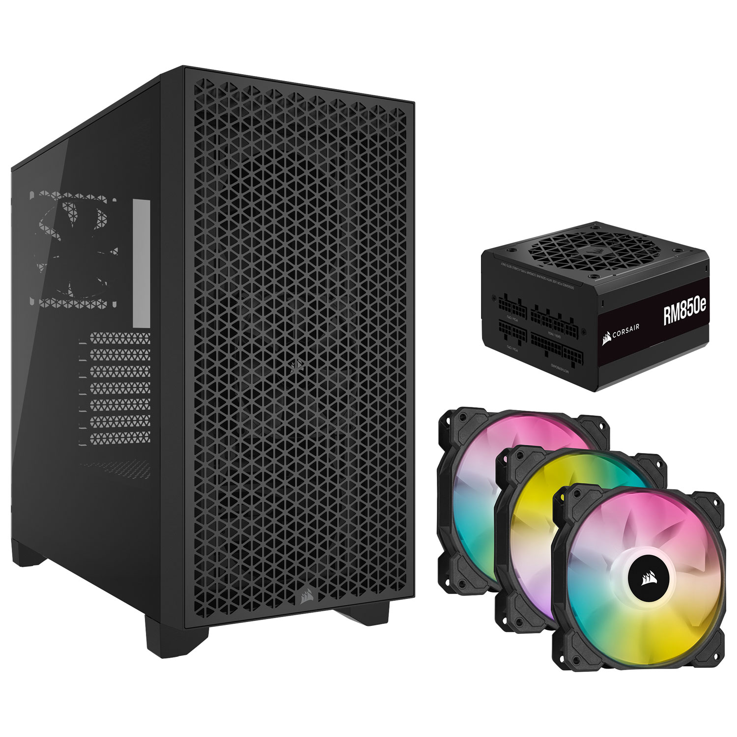 Corsair 3000D Computer Case with Pre-Installed RM850e Power Supply & SP120 RGB Fan Kit - Black