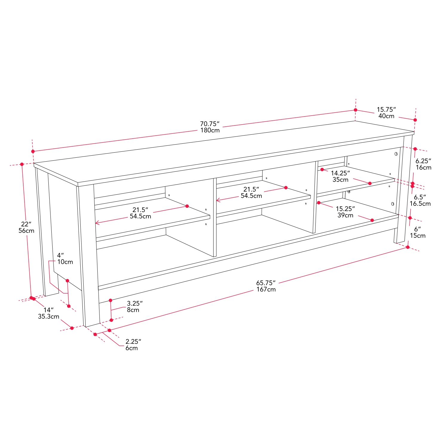 Meuble multimédia minimaliste Kaito d'Amber & Emily pour téléviseur de 85 po ou moins avec rangement ouvert