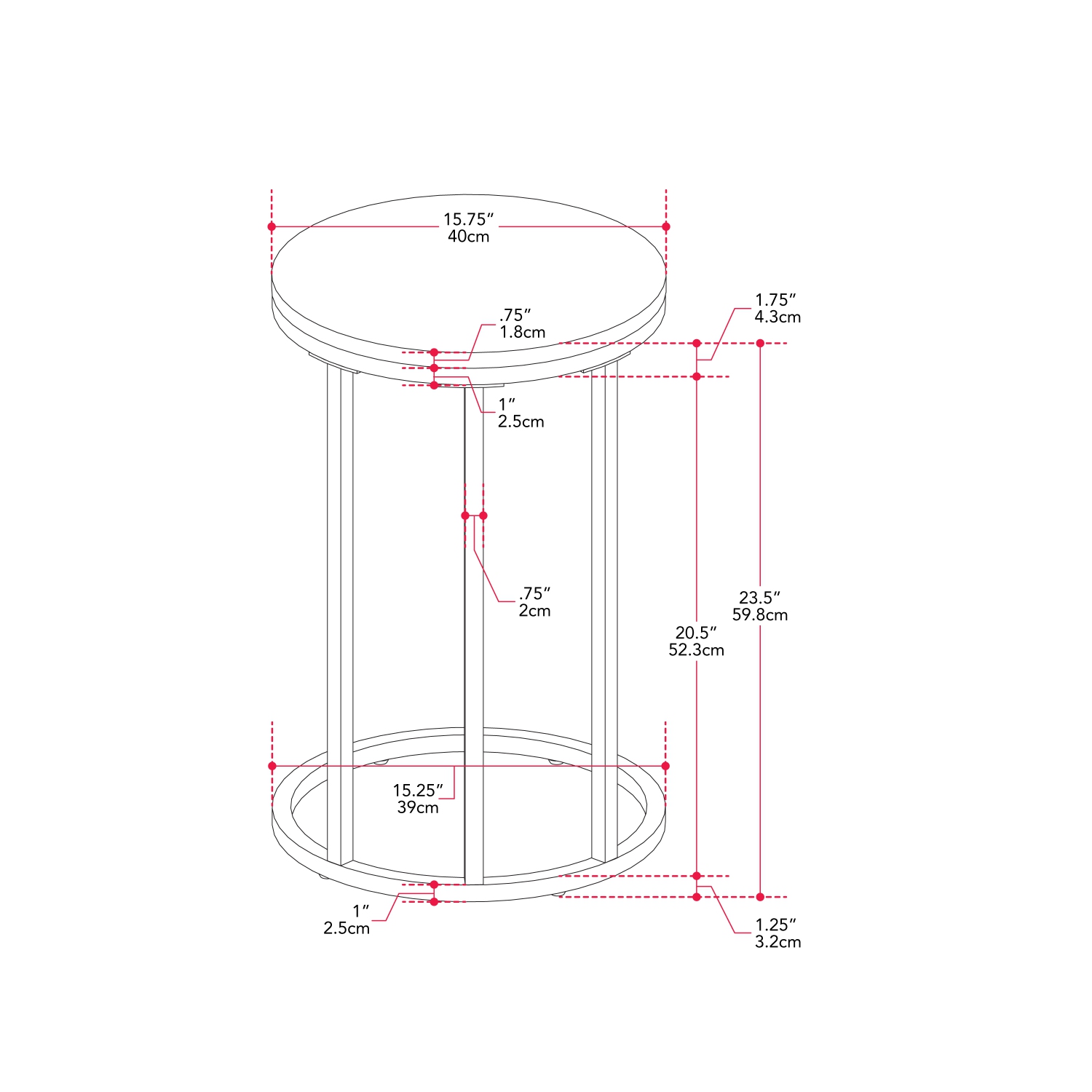Amber & Emily Dallas Round Side / Accent Table