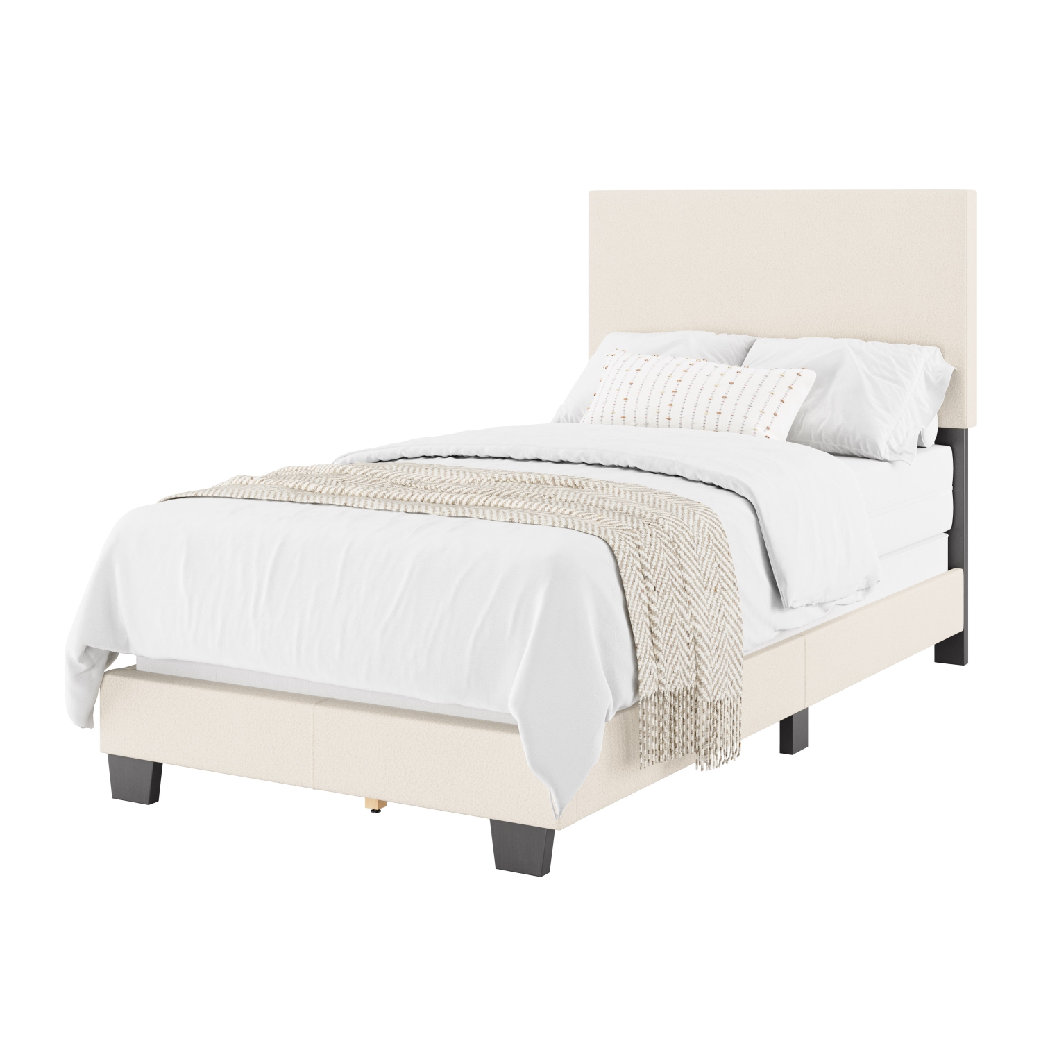 Lit simple blanc cassé en forme de boucle Luna d'Amber & Emily