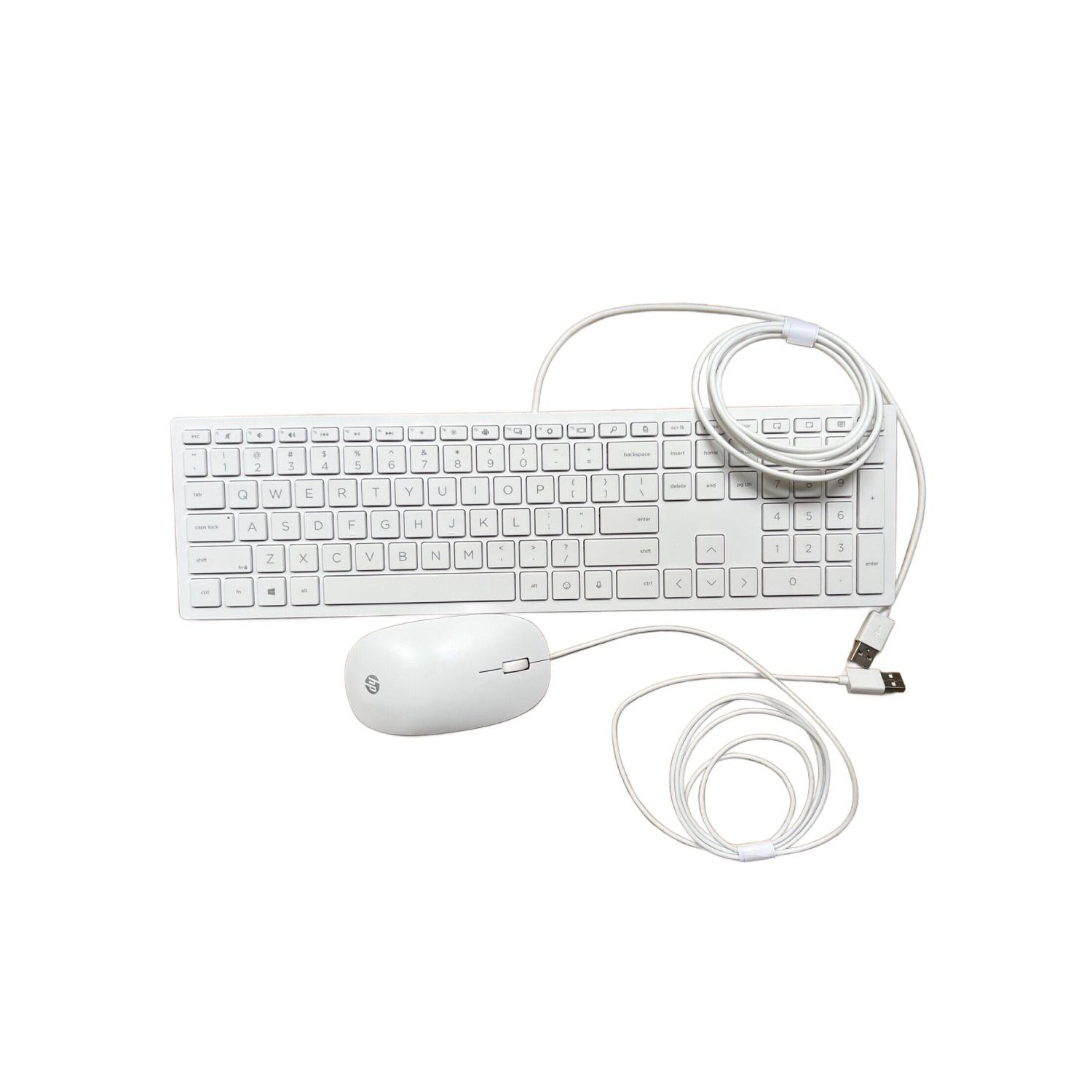 Refurbished (Good) HP Keyboard/ Mouse Combo, Wired USB, White