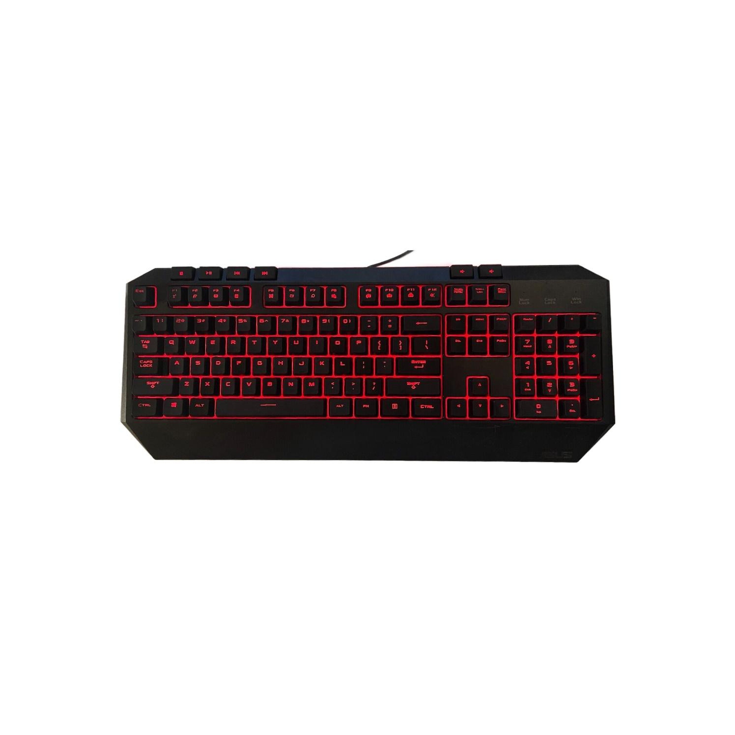 Clavier de jeu USB rétroéclairé rouge avec fil V2 d'ASUS - remis à neuf (bon état)