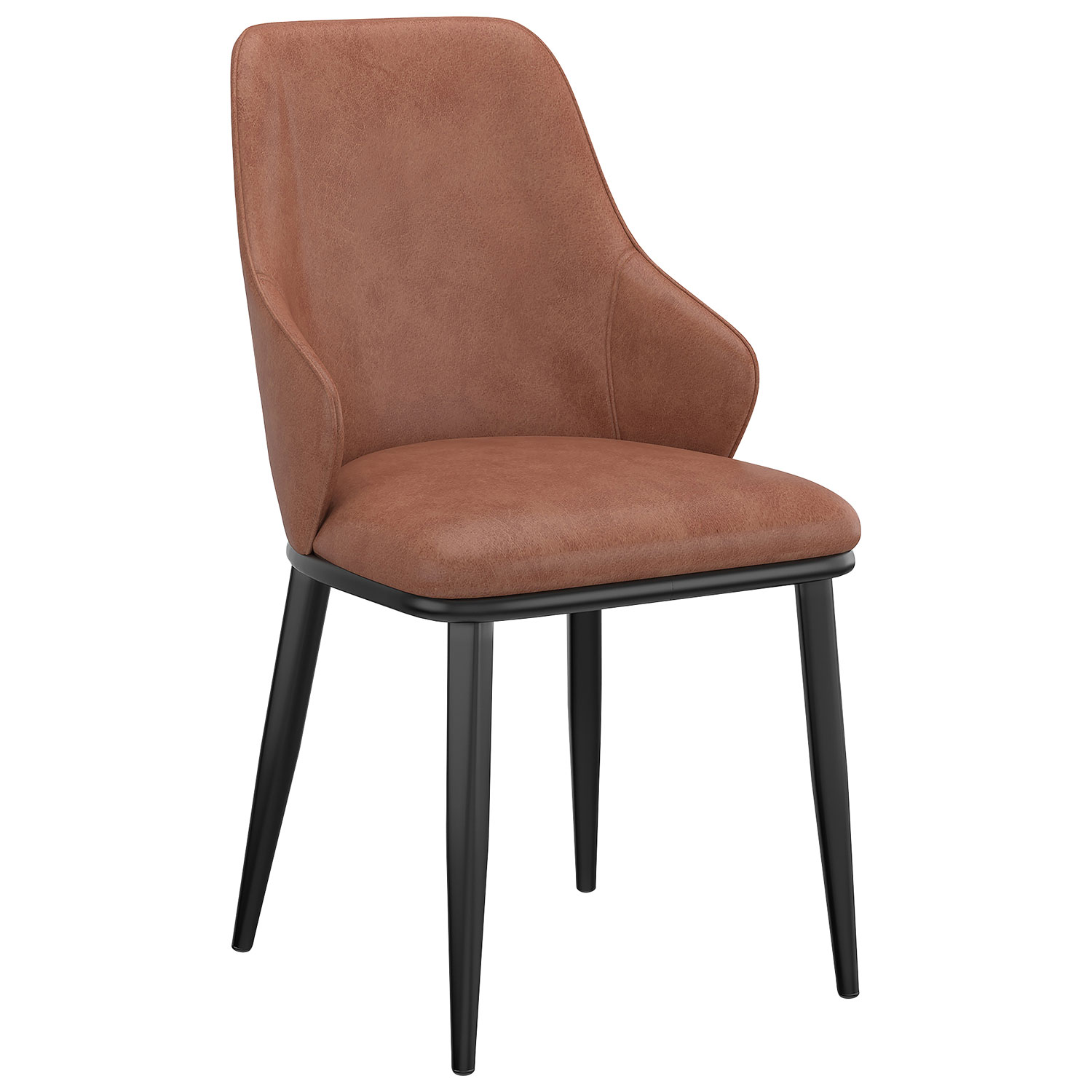 Kash Contemporary Faux Leather Dining Chair - Set of 2 - Saddle