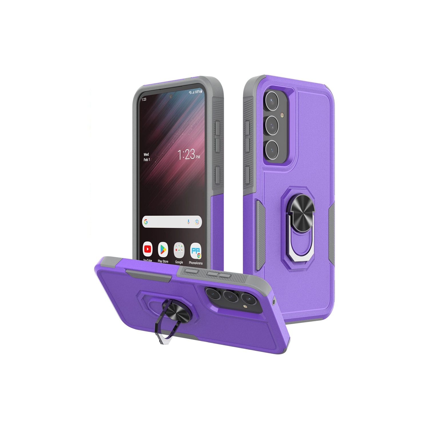 [CS] antichoc robuste étui magnétique rigide avec support à anneau pour Samsung Galaxy A35/A55 5G, violet