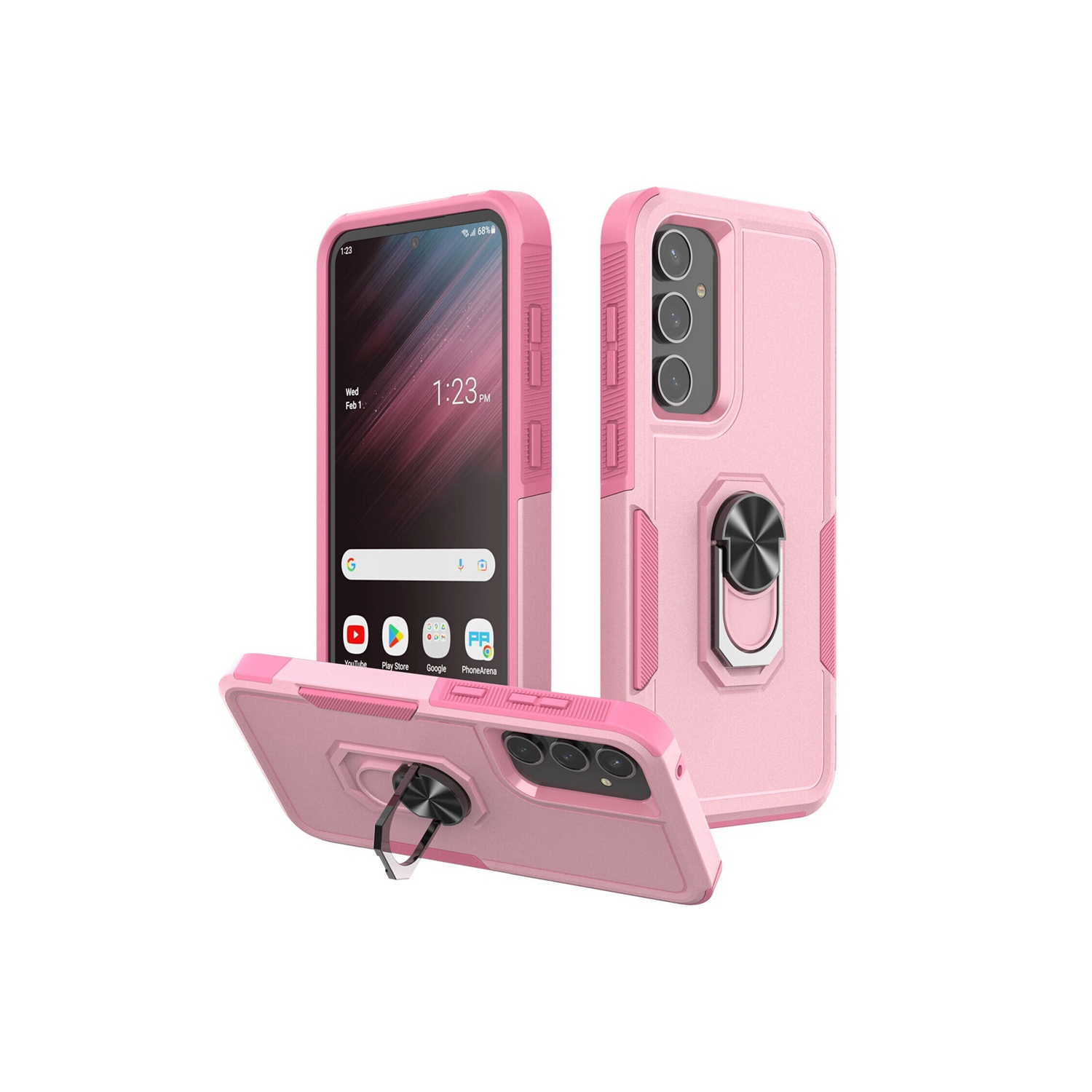 [CS] antichoc robuste étui magnétique rigide avec support à anneau pour Samsung Galaxy A35/A55 5G, rose