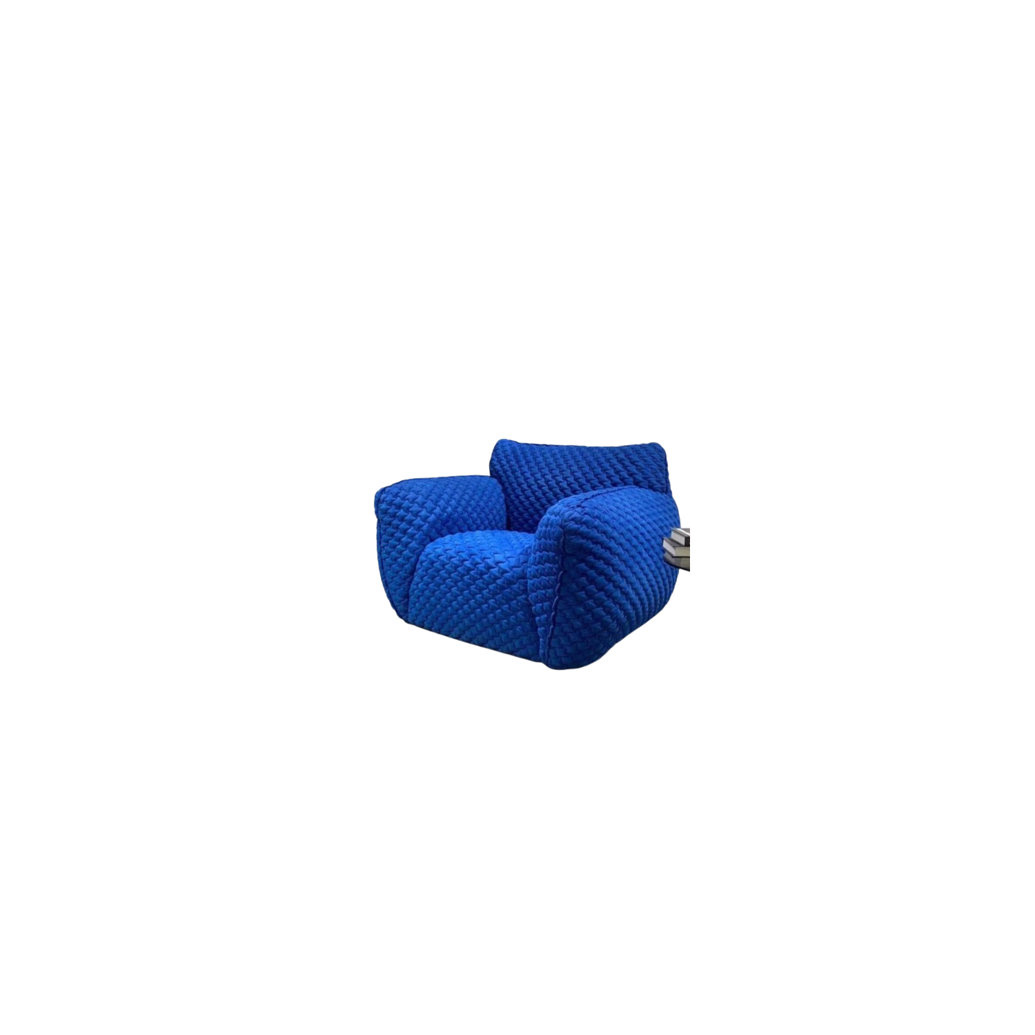 LivinVeluris Blue Fluffy Accent Single Seat Sofa - Navy Blue