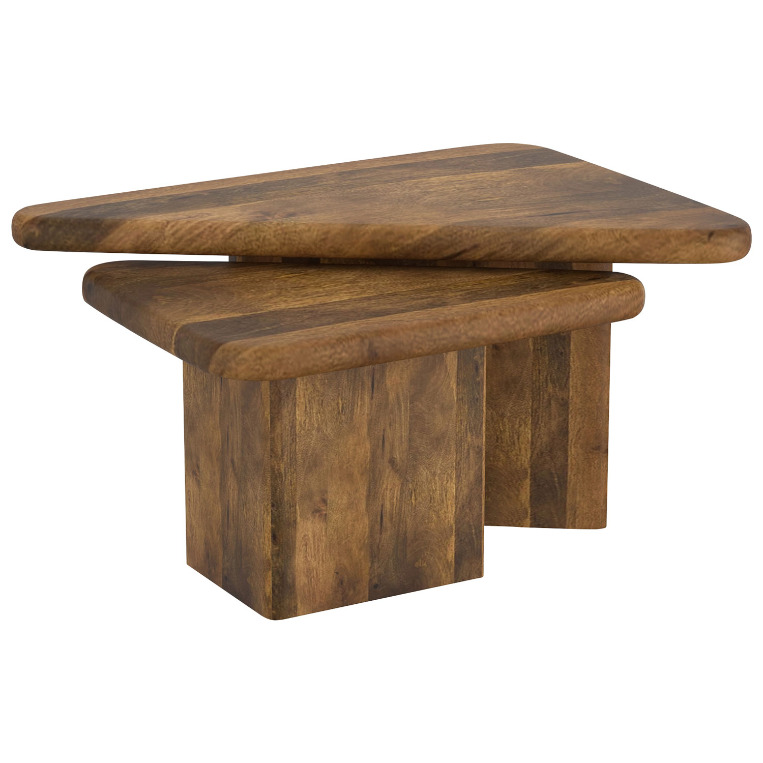 Draco 2-Piece Contemporary Triangular Table Set - Walnut