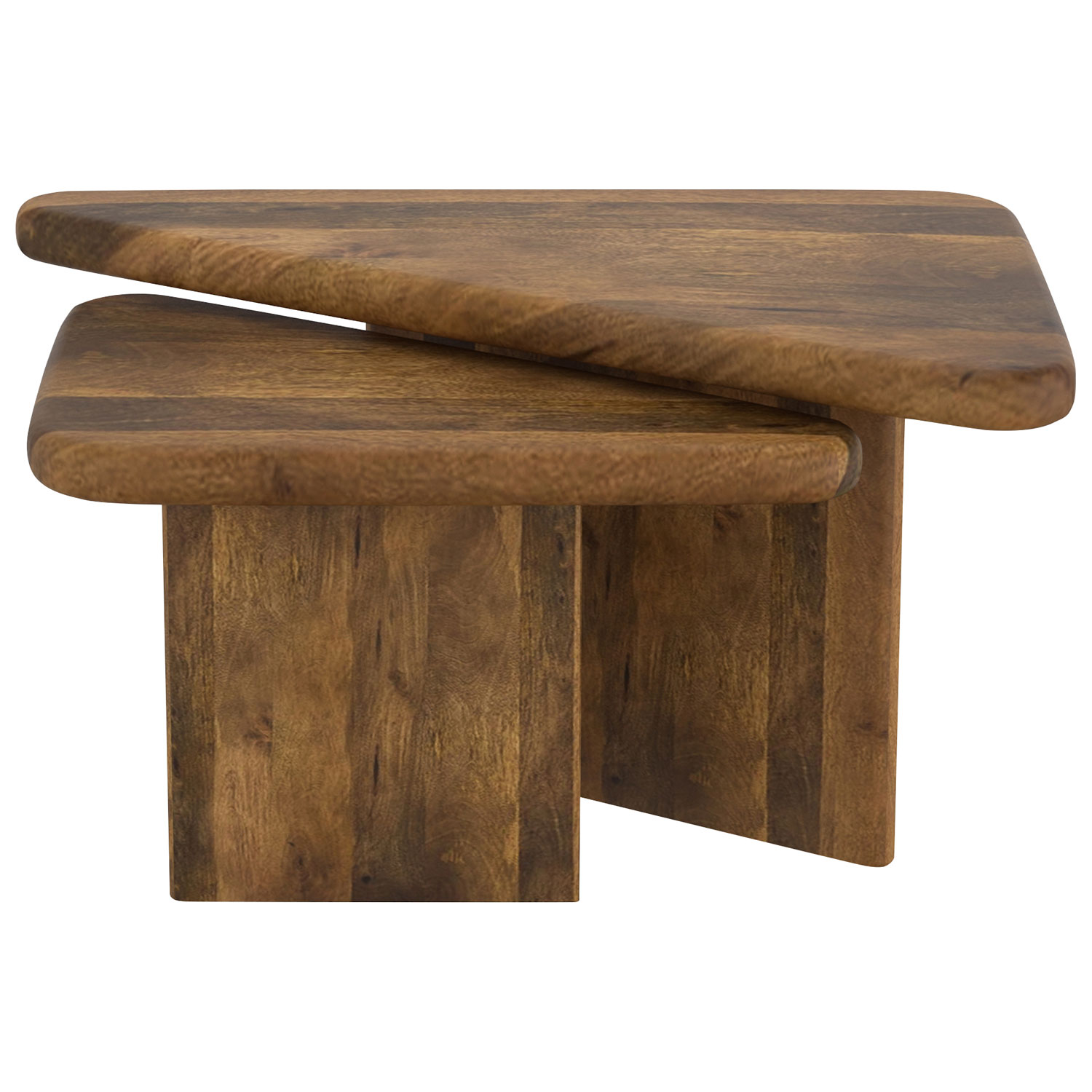 Draco 2-Piece Contemporary Triangular Table Set - Walnut