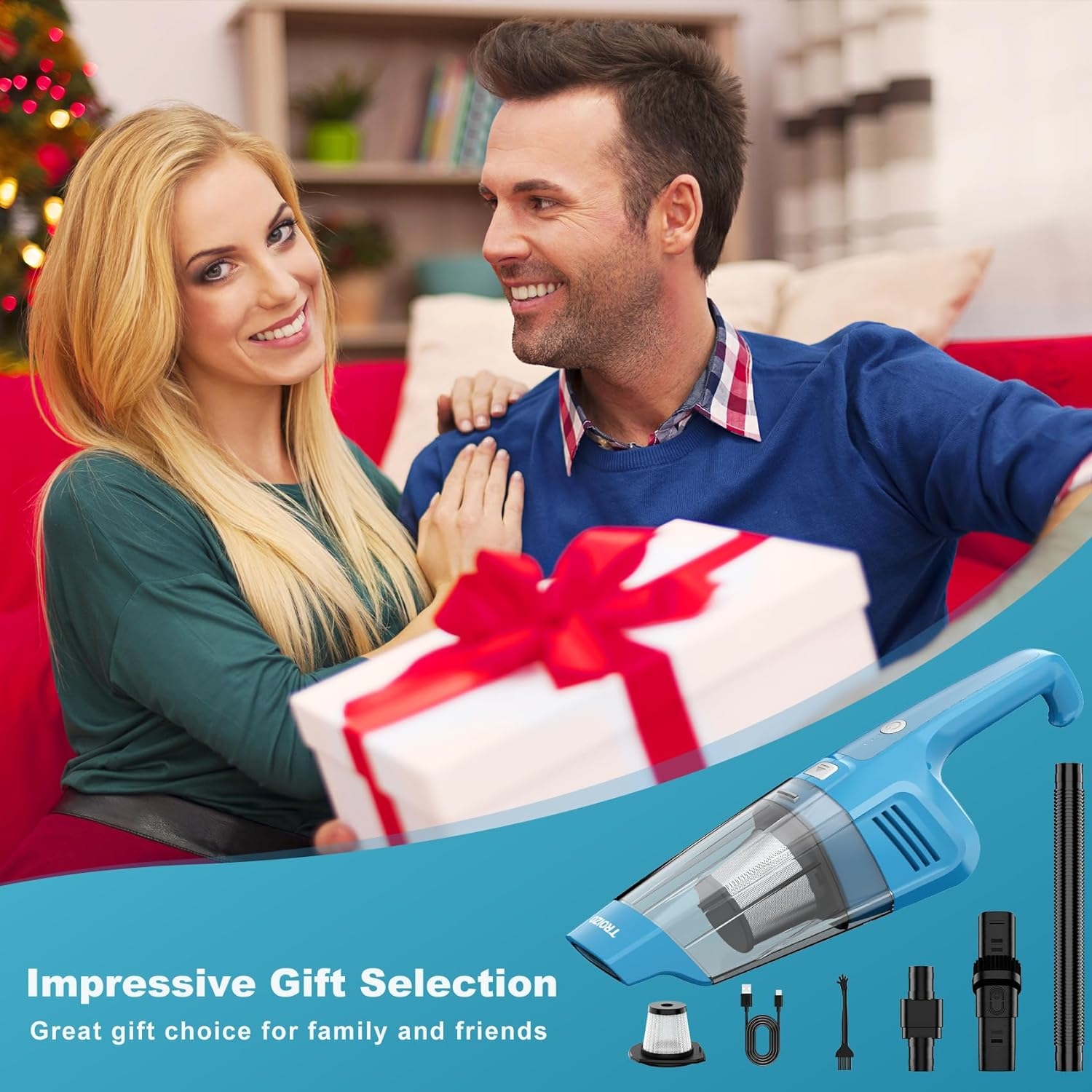 NIERBO Portable Car Vacuum Cleaner with 14500PA Powerful Suction and Brushless Motor, Rechargeable Hand Held Vacuum Cleaner for Home Office Car Pet