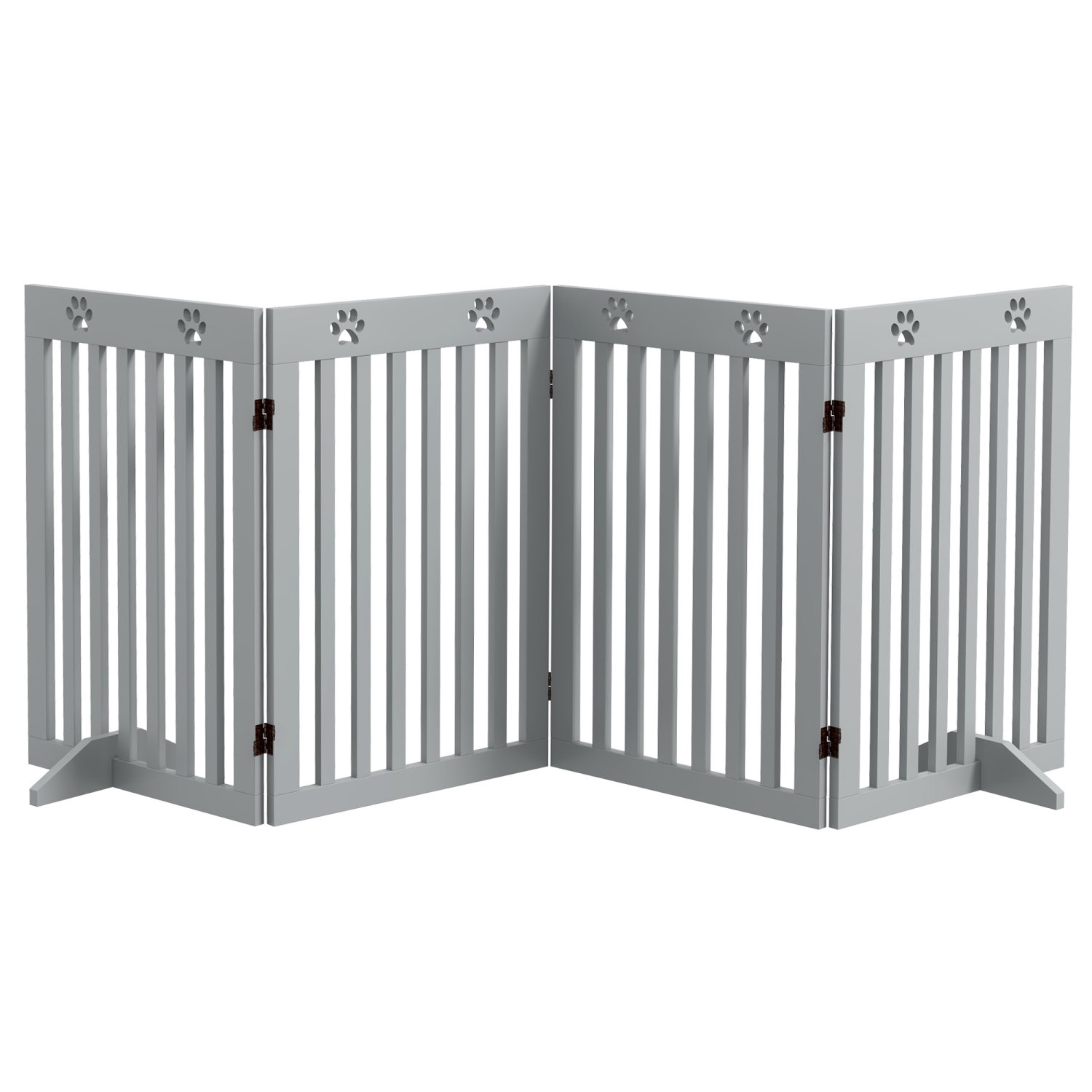 Barrière de sécurité pliable à 4 panneaux pour animaux de compagnie PawHut avec pieds de soutien jusqu'à 80,25 po de longueur 29,5 po de hauteur pour