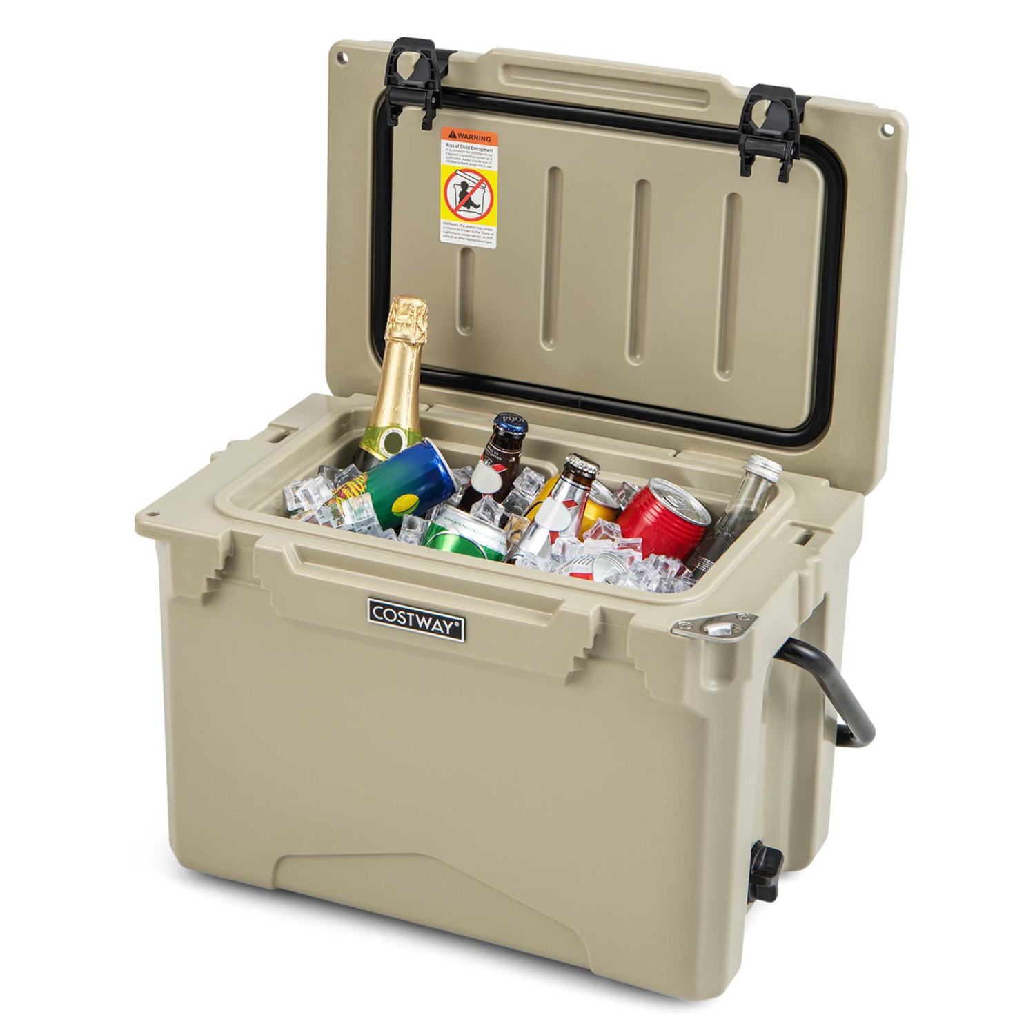 Costway 25 QT Portable Cooler Rotomolded Ice Chest Insulated Ice Box for 5-7 Days