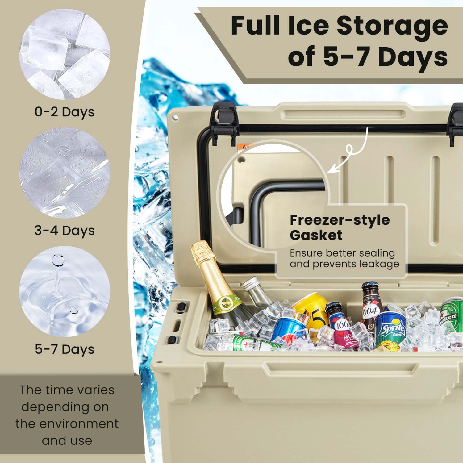Costway 30 QT Rotomolded Cooler Portable Ice Chest Ice Retention for 5-7 Days