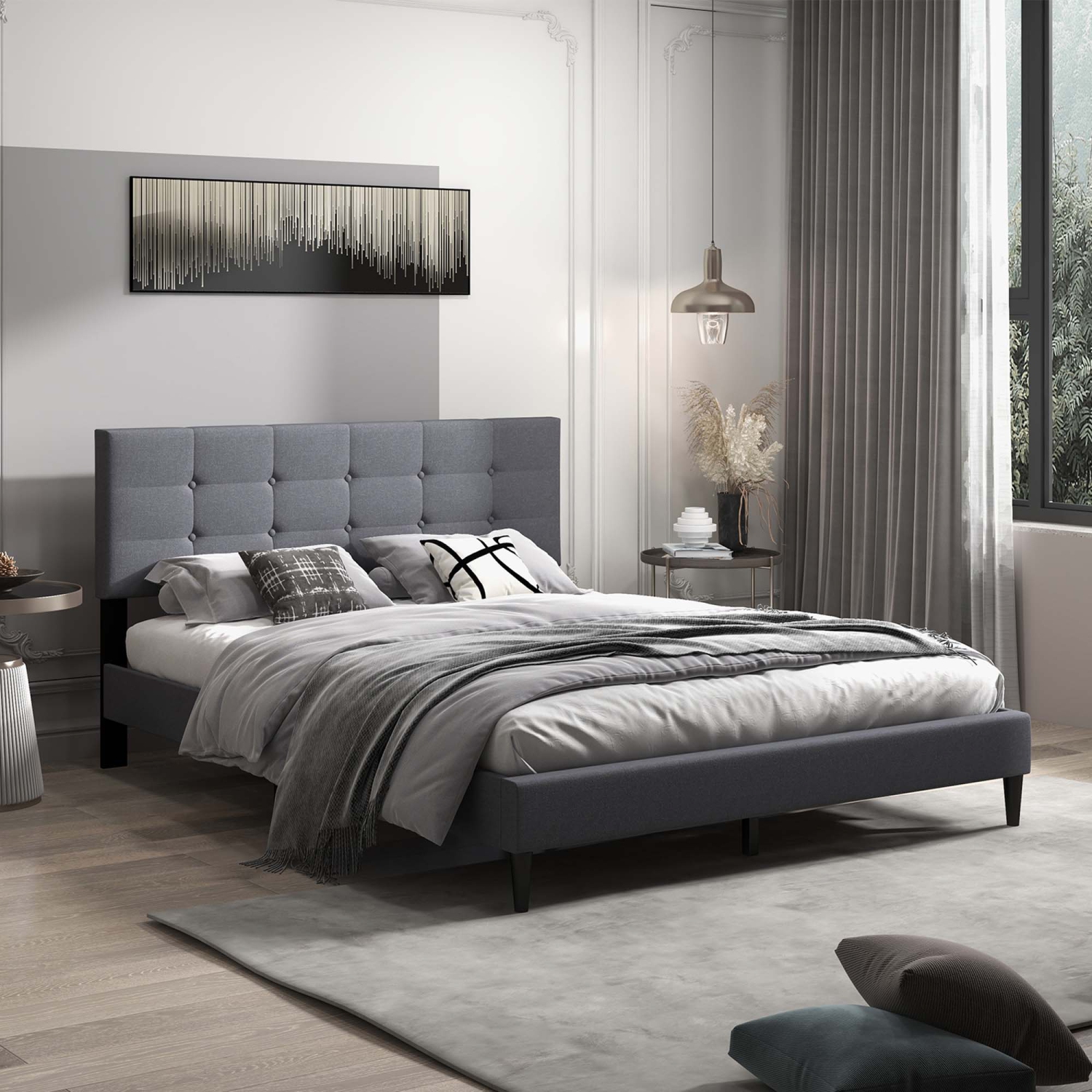 Tête de lit capitonnée pour grand lit plateforme de Costway