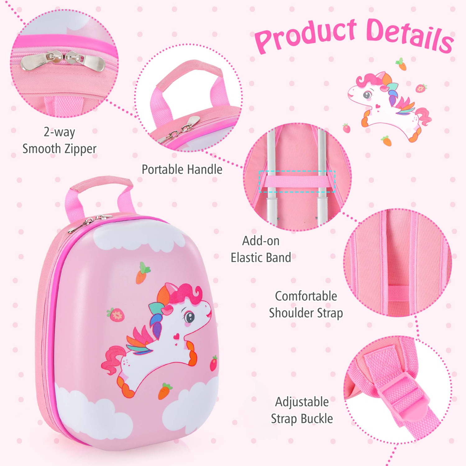 2PC Kids Carry On Luggage Set 12" Backpack and 16" Rolling Suitcase for Travel