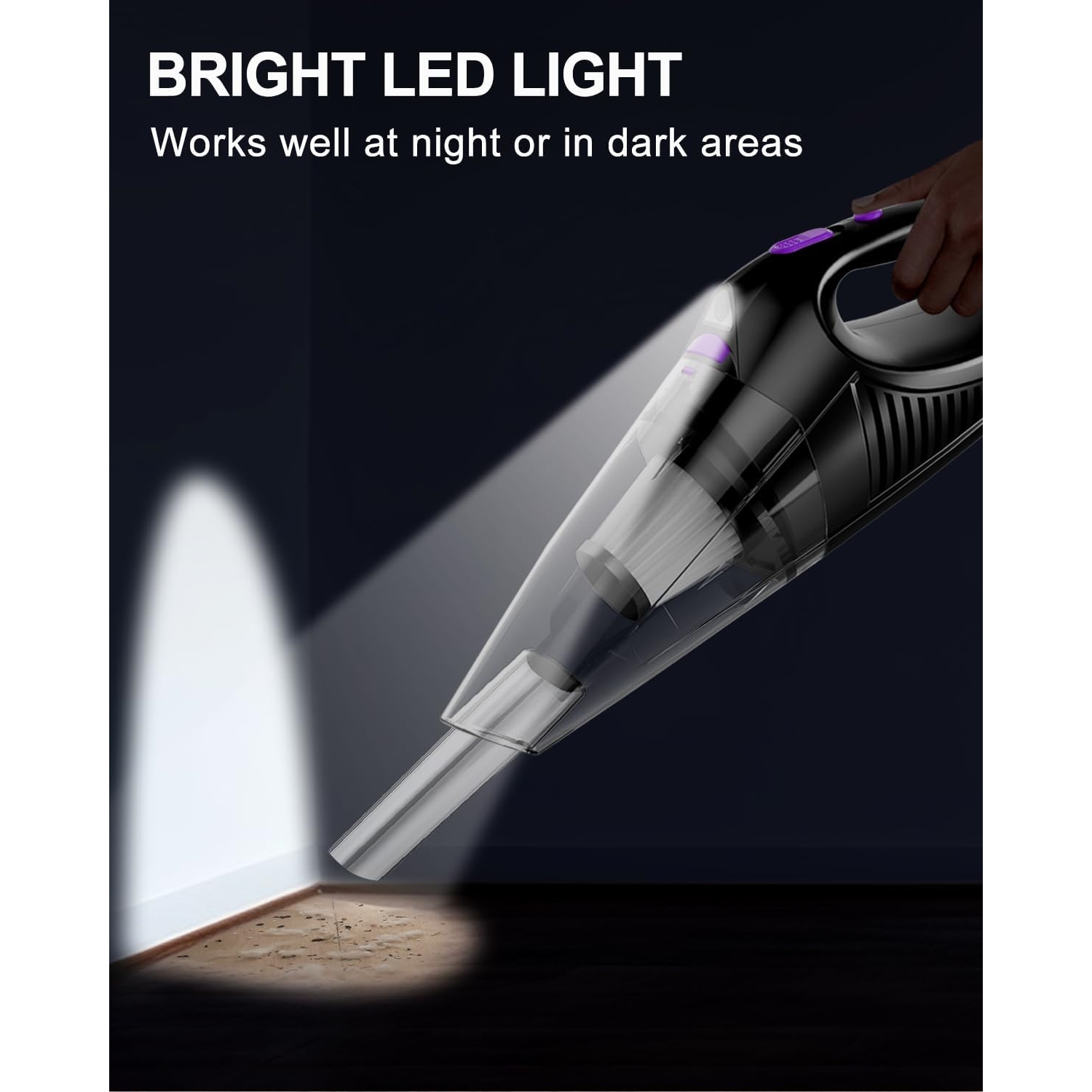 NIERBO Portable Rechargeable Car Vacuum Cleaner High Power with Fast Charge Tech, Powerful Wireless Hand Held Vacuum for Pets, Car, Home, Purple