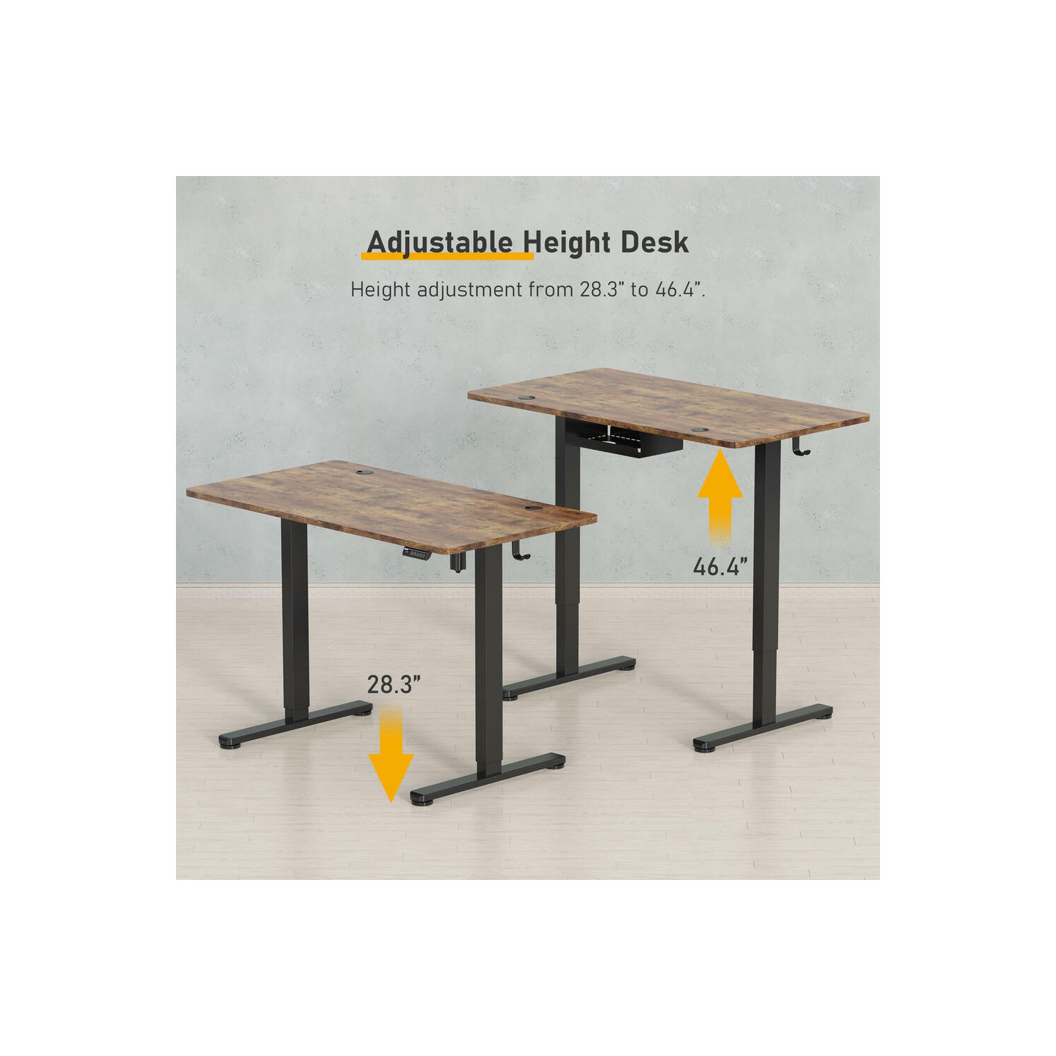 All-in-One Ergonomic Sit Standing Desk with Table Top, 43 x 24 inch Height Adjustable Electric Computer Sit Stand Desk Home Office Table(Whole-Piece