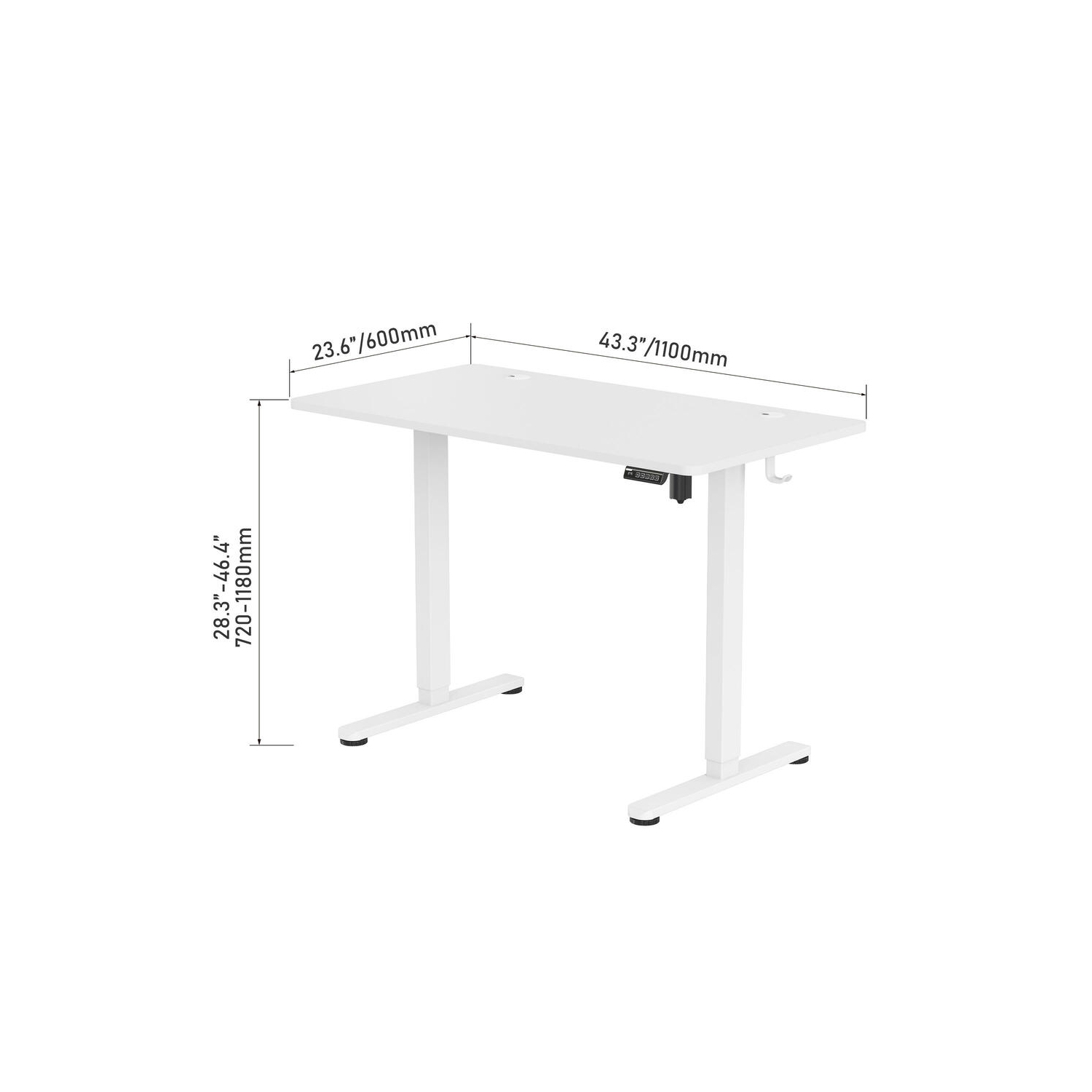 Height Adjustable Sit Stand Desk , 43" X 24" Electric Standing Desk Computer Desk with Hanging Hooks and Cable Management(Whole-Piece Desktop, 154lbs
