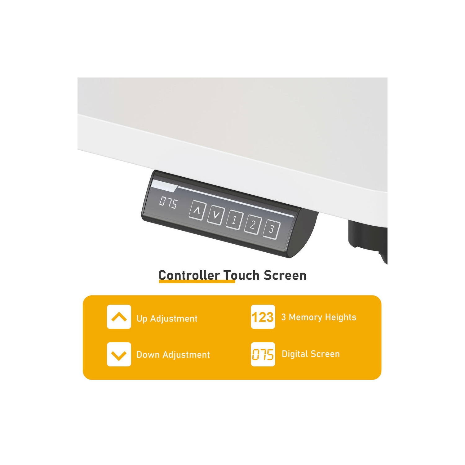 Height Adjustable Sit Stand Desk , 43" X 24" Electric Standing Desk Computer Desk with Hanging Hooks and Cable Management(Whole-Piece Desktop, 154lbs