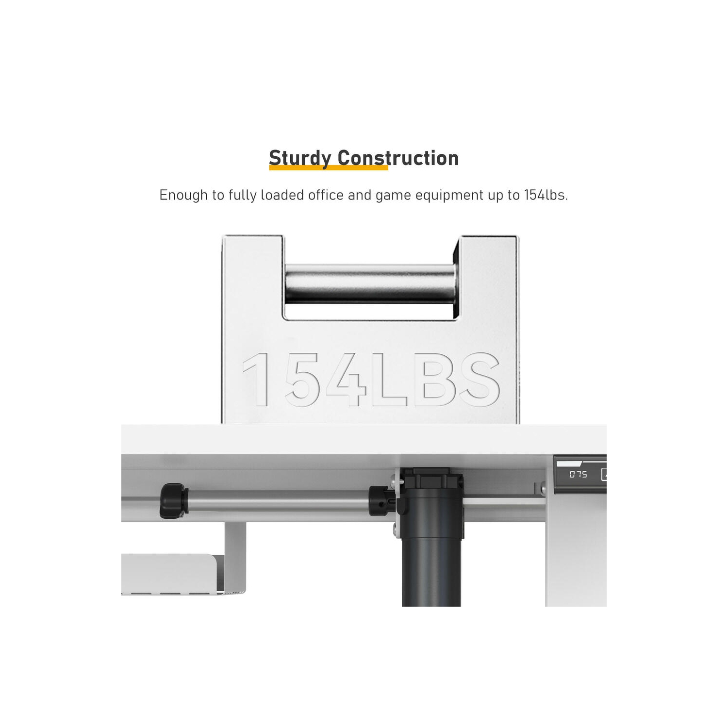 Height Adjustable Sit Stand Desk , 43" X 24" Electric Standing Desk Computer Desk with Hanging Hooks and Cable Management(Whole-Piece Desktop, 154lbs