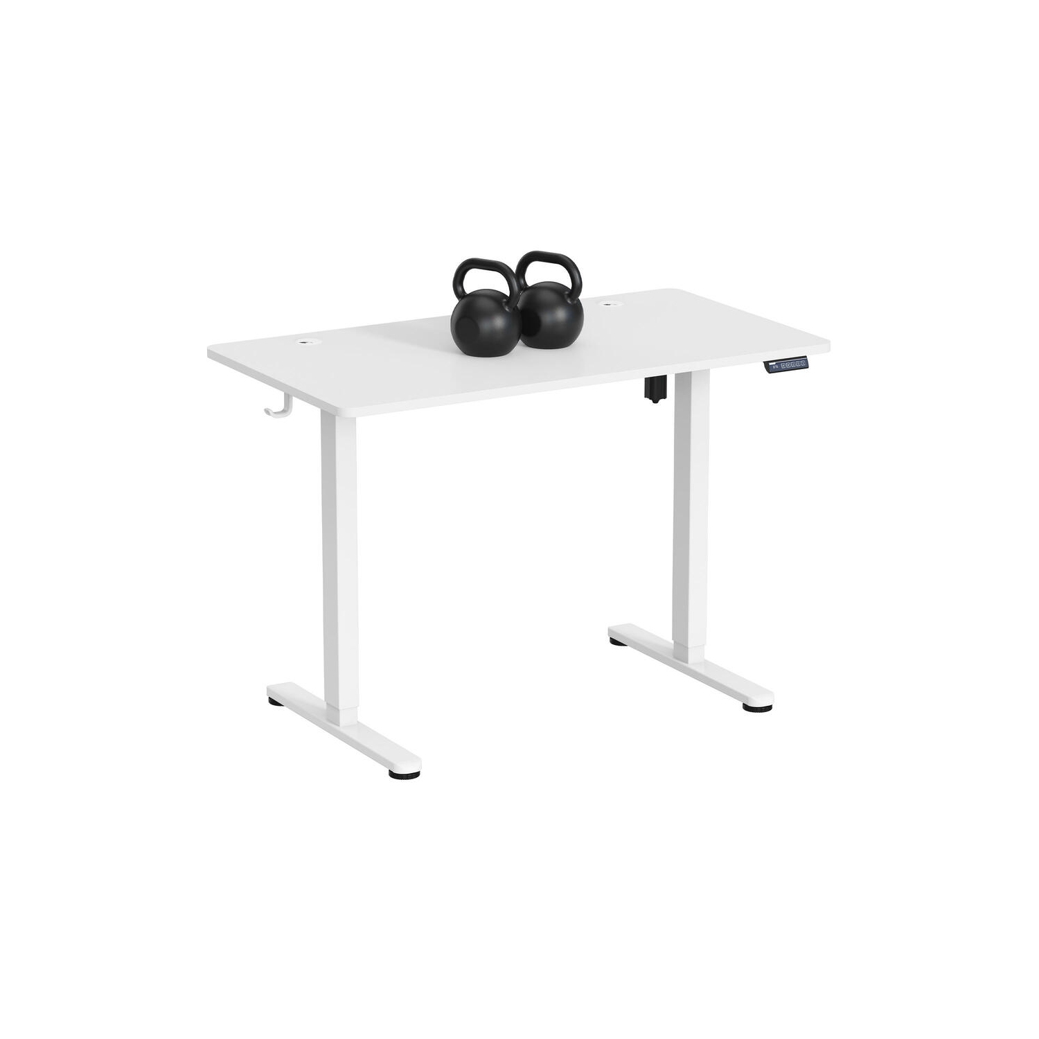 Height Adjustable Sit Stand Desk , 43" X 24" Electric Standing Desk Computer Desk with Hanging Hooks and Cable Management(Whole-Piece Desktop, 154lbs