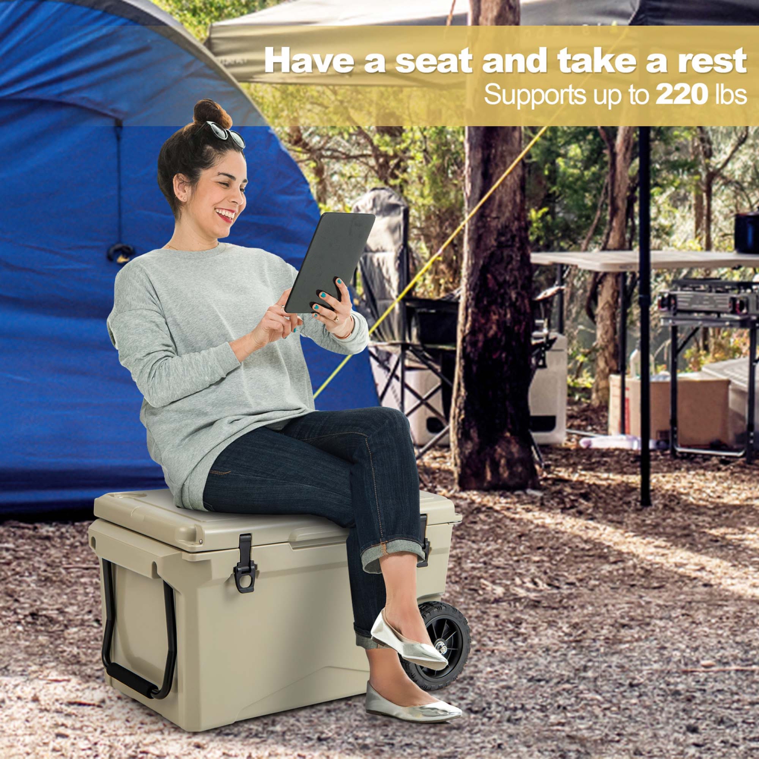 Glacière portative Robo de Costwasy 75&nbsp;Qt glacière moulée isotherme 5-7 jours avec poignée de roue