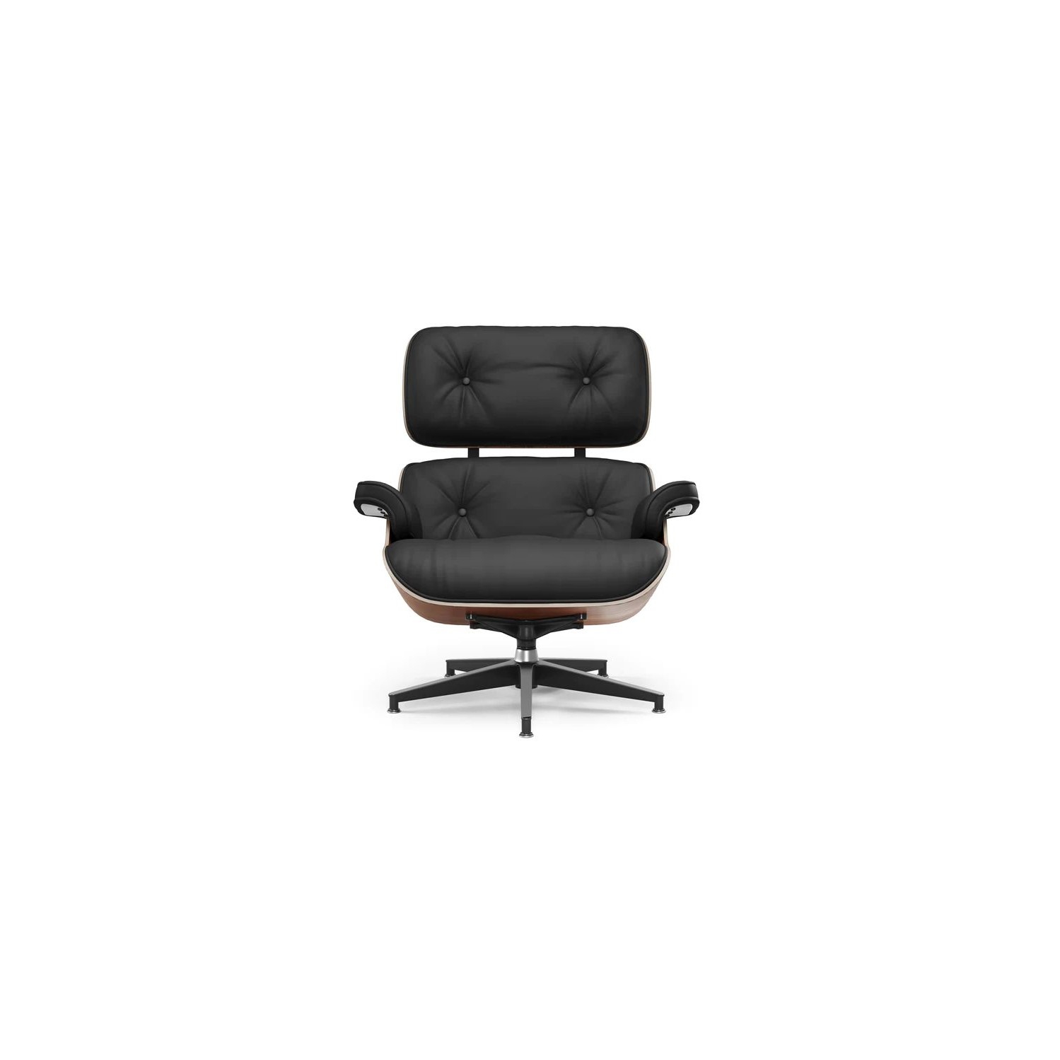 Valencia Armoni Eames Replica Leather Lounge Chair & Ottoman Black