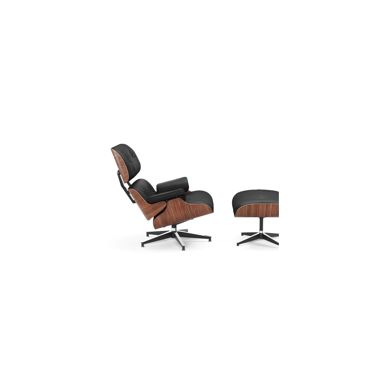 Valencia Armoni Eames Replica Leather Lounge Chair & Ottoman Black